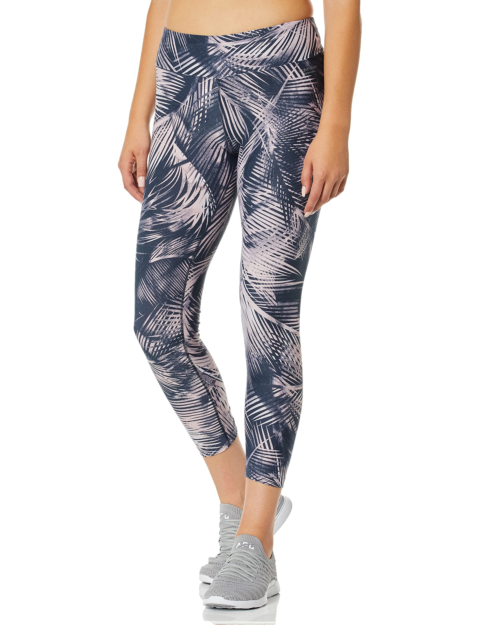 Calvin Klein Performance Women's Printed 7/8 High-Waist Yoga Pants with Back Shirring - Workout Leggings for Gym, Running & Fitness Training