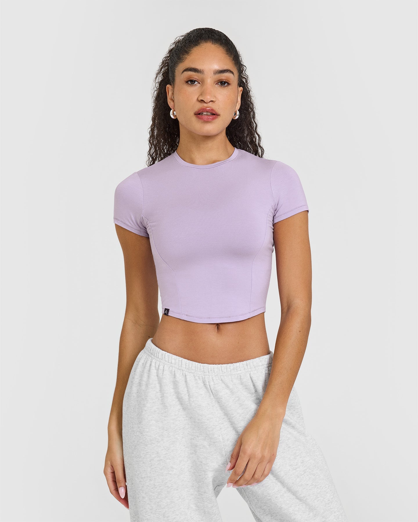 Mellow™ Soft Mid Short Sleeve T-Shirt for Women - Comfortable Wisteria Purple Cotton Tee | Casual Wear, Lounge, Summer Outfits