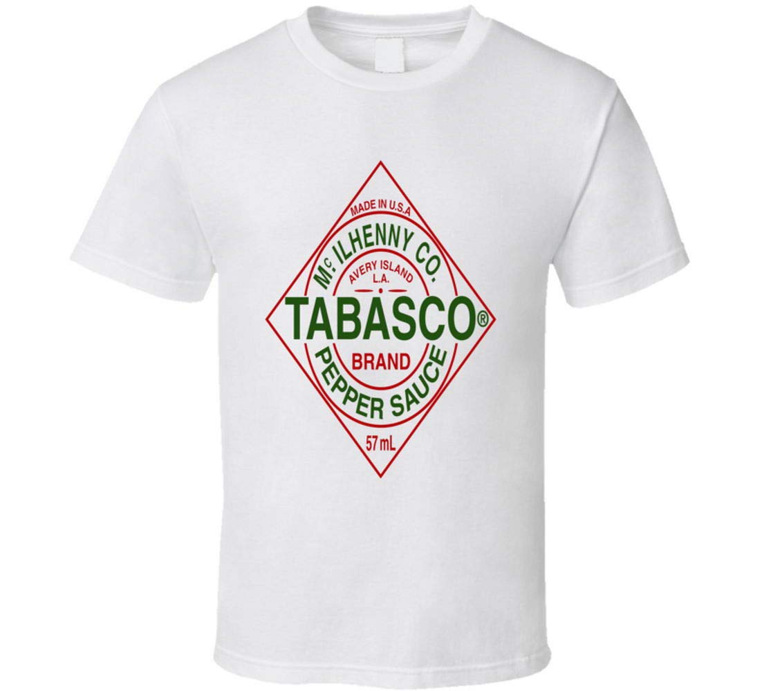 Tabasco Hot Pepper Sauce Buffalo Wings Food Brand T-Shirt - White | Spicy Food Lover Gift, BBQ Party Outfit