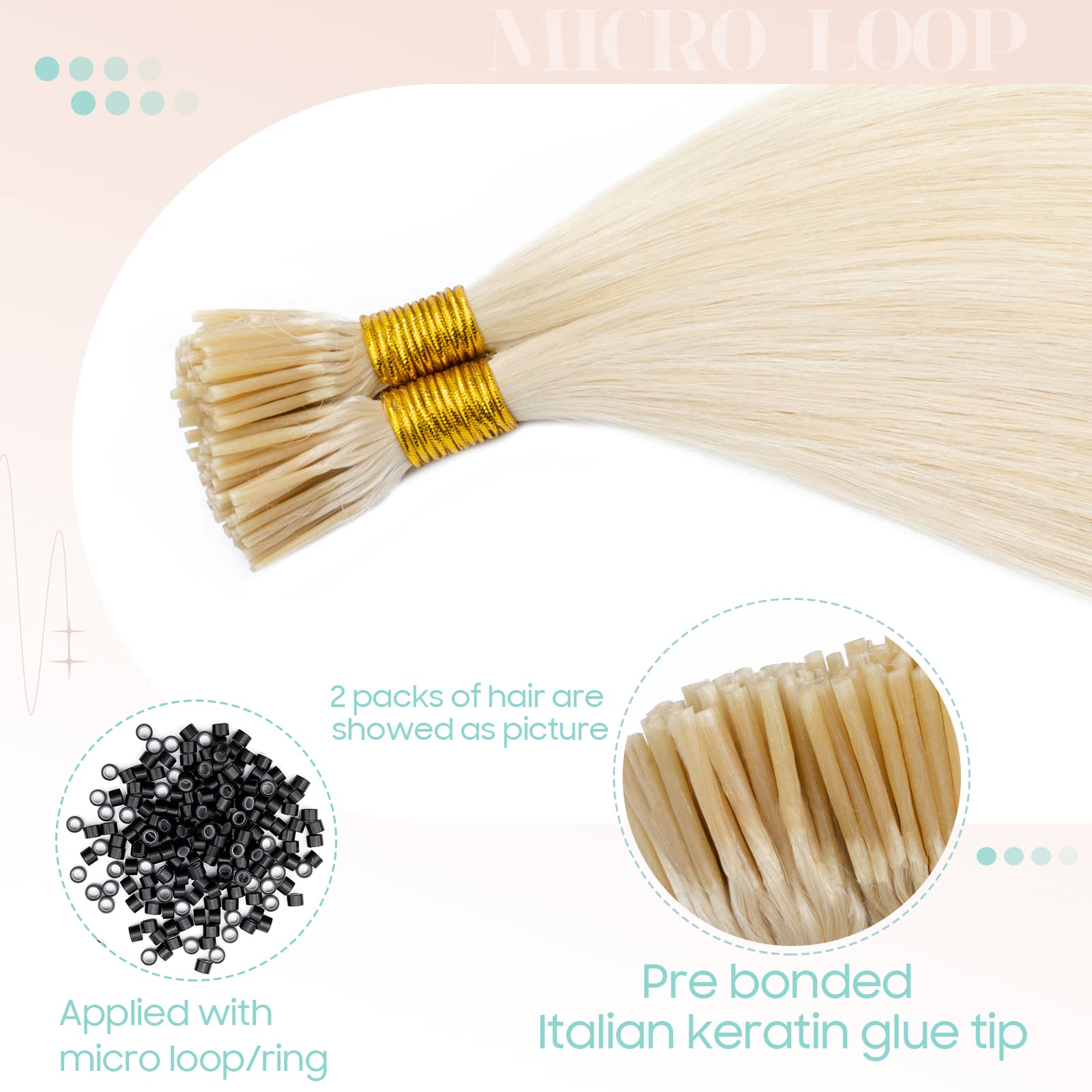 S-noilite Pre Bonded I-Tip Human Hair Extensions 16 Inch 100 Strands (50g) - #60 Platinum Blonde | Cold Fusion Stick Tip Real Human Hair with Invisible Keratin Glue | Perfect for Parties, Weddings & Daily Styling