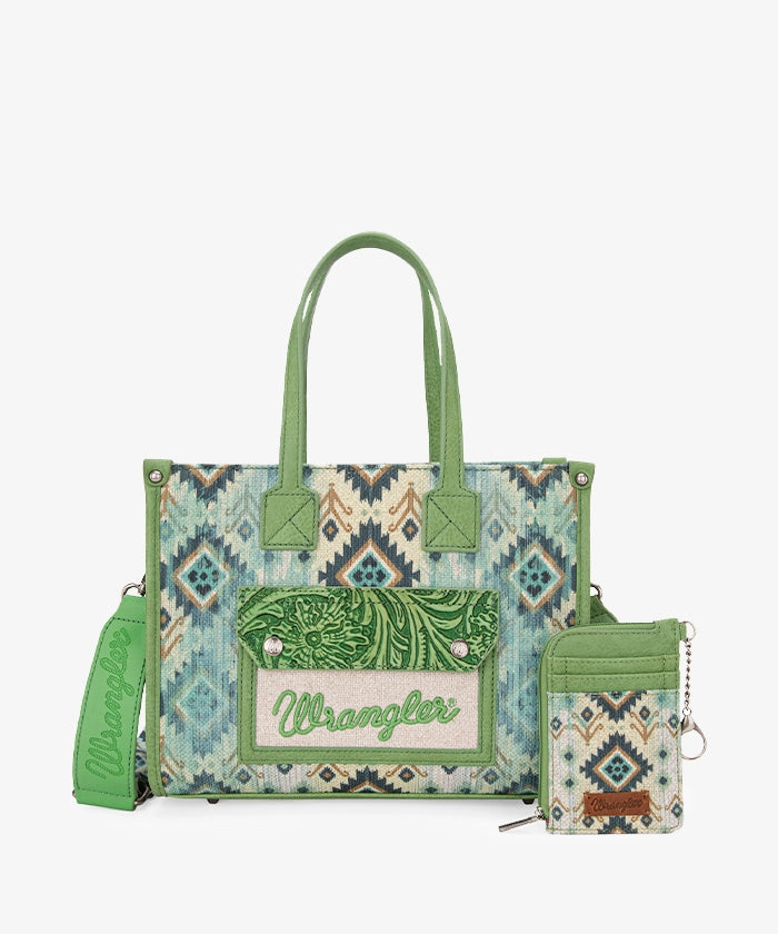 Wrangler Aztec Concealed Carry Canvas Tote Bag Set for Women - Stylish & Durable CCW Purse with Multiple Pockets - Perfect for Travel, Shopping & Everyday Use