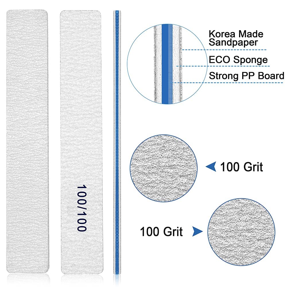 50 PCS Professional Nail Files Set - 100/100 Grit Double Sided Reusable Nail Buffers for Acrylic & Fake Nails - Perfect for Nail Technicians, DIY Manicures & Pet Grooming at Home or Salon