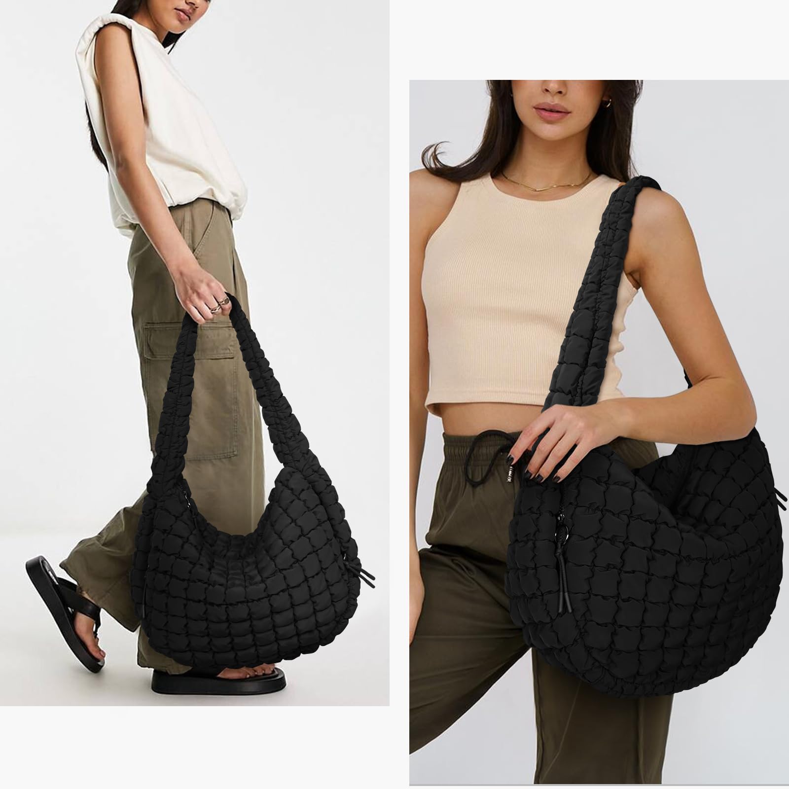 Stylish Quilted Tote Bag for Women - Large Lightweight Padded Shoulder Bag with Puffer Design - Perfect for Work, Travel, Shopping & Daily Use