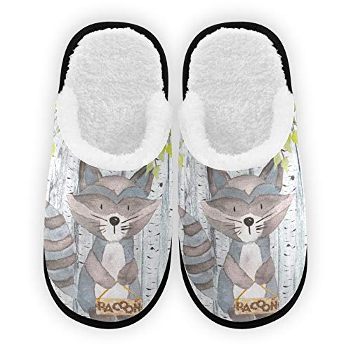 Men's & Women's Cozy Raccoon Plush Slippers - Warm Coral Fleece House Shoes for Indoor, Outdoor & Spa Use - Perfect for Home Relaxation, Winter Comfort & Gift Giving