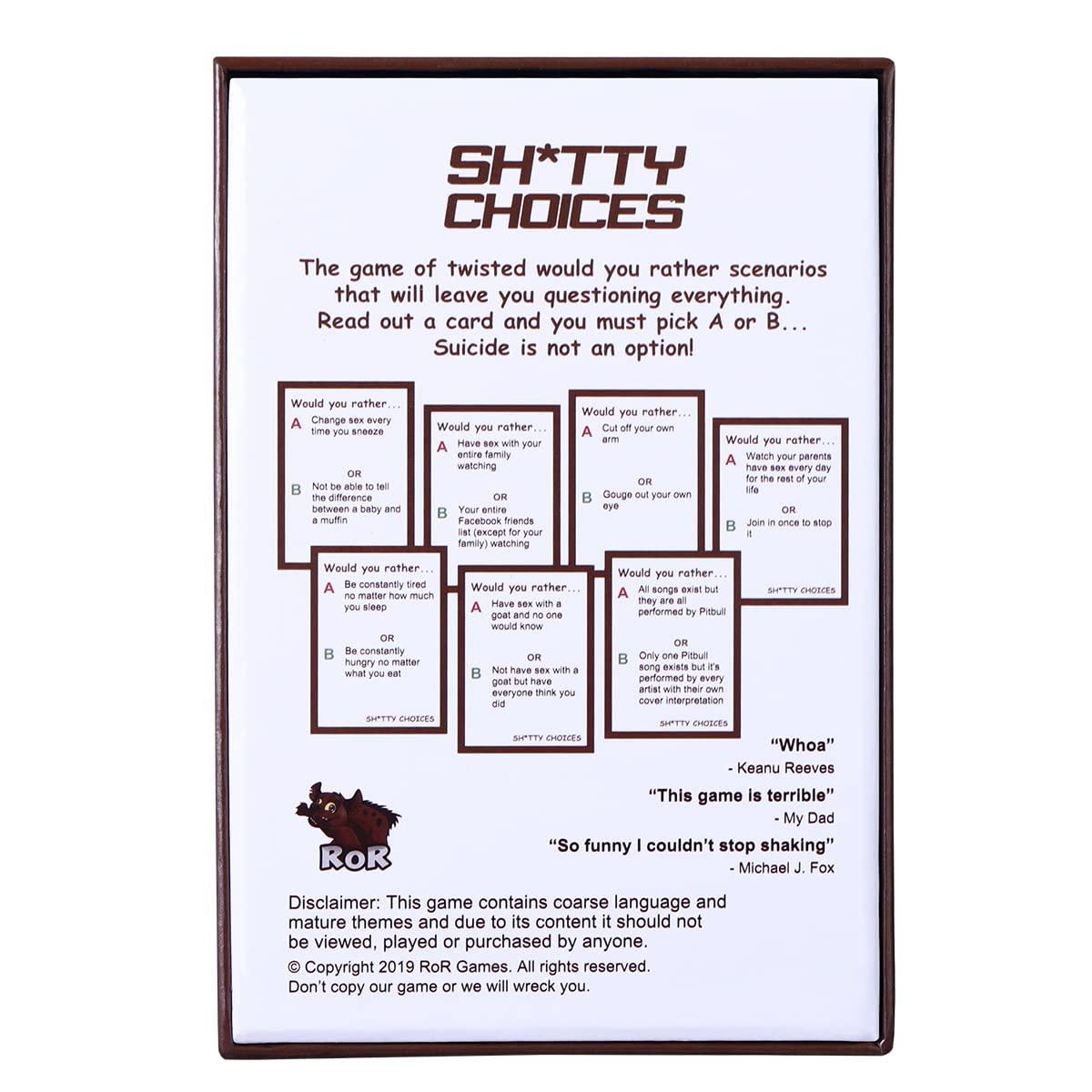 Shitty Choices Card Game - Fun Adult & Family Party Card Game for Game Nights, Social Gatherings & Drinking Games | Hilarious Conversation Starter for Parties