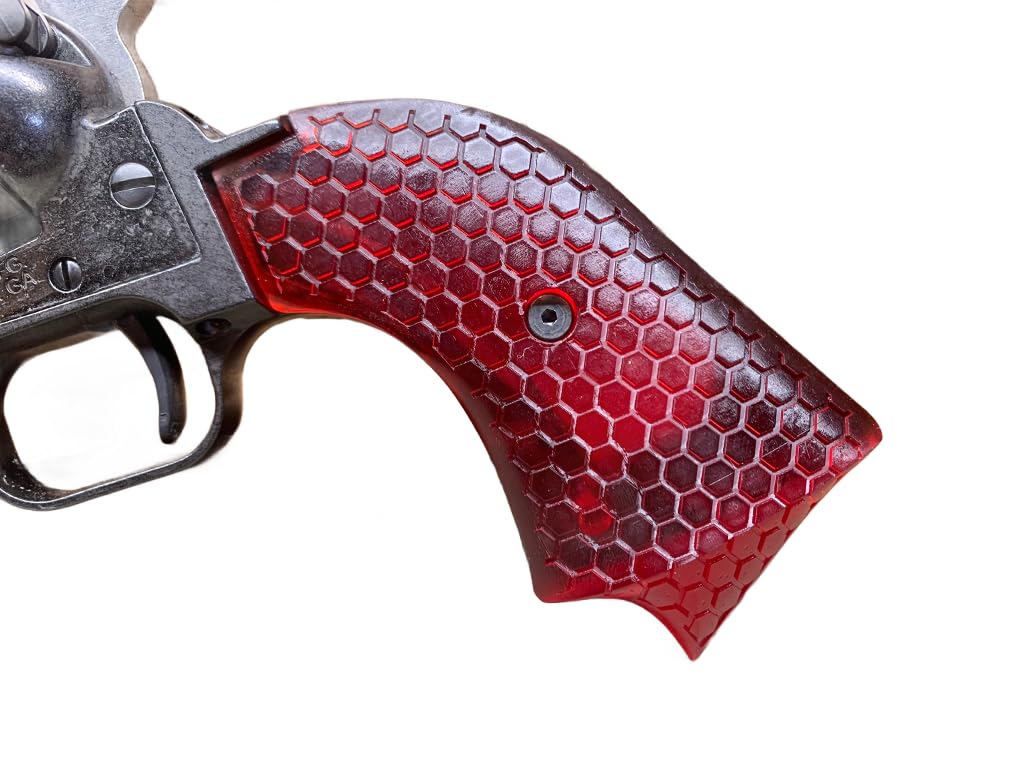 Sabertooth Heritage Arms Rough Rider Grips for .22 & .22 Magnum - Deep Red Honeycomb Textured Grip | Perfect for Revolver Enthusiasts & Competitive Shooting
