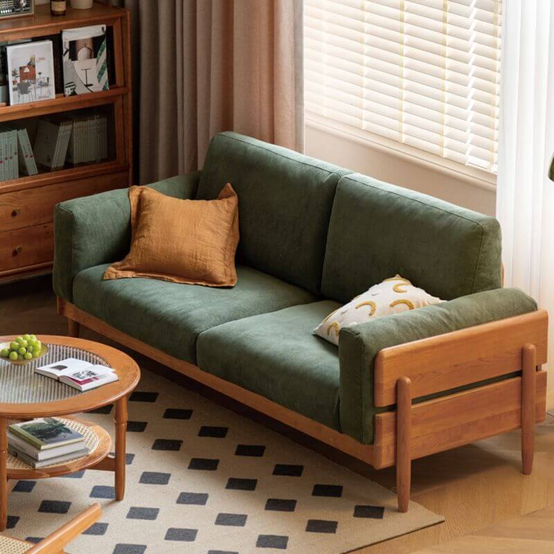 Minimalist 3-Seater Sofa in White, Olive Green & Sepia - Modern Solid Color Couch for Living Room, Lounge & Office