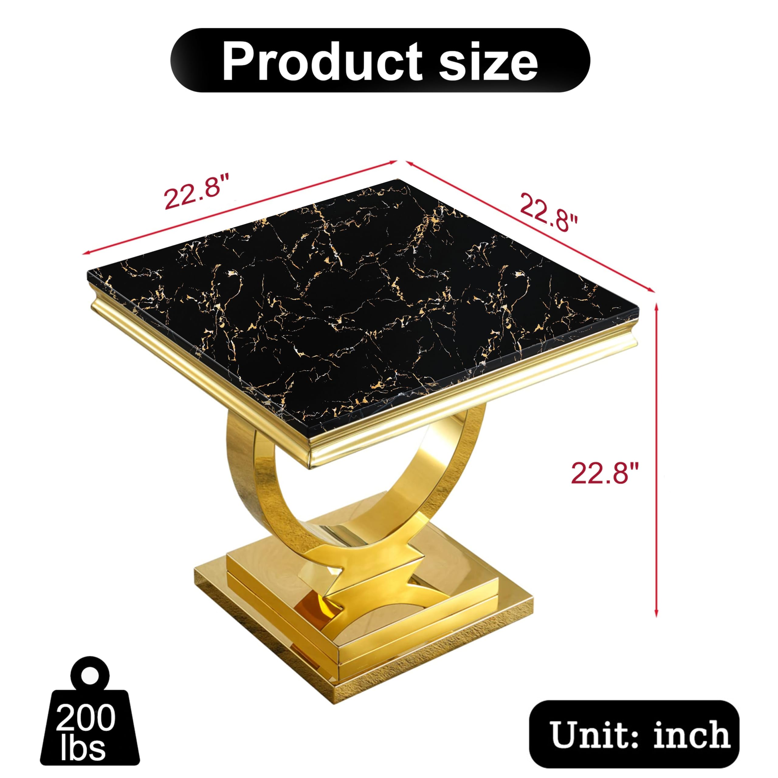 Goujxcy 3-Piece Marble Coffee Table Set - Black & Gold Stainless Steel Frame, 1 Rectangular Coffee Table & 2 Square End Tables - Modern Living Room Furniture for Apartment, Office, Lounge & Entertainment Areas
