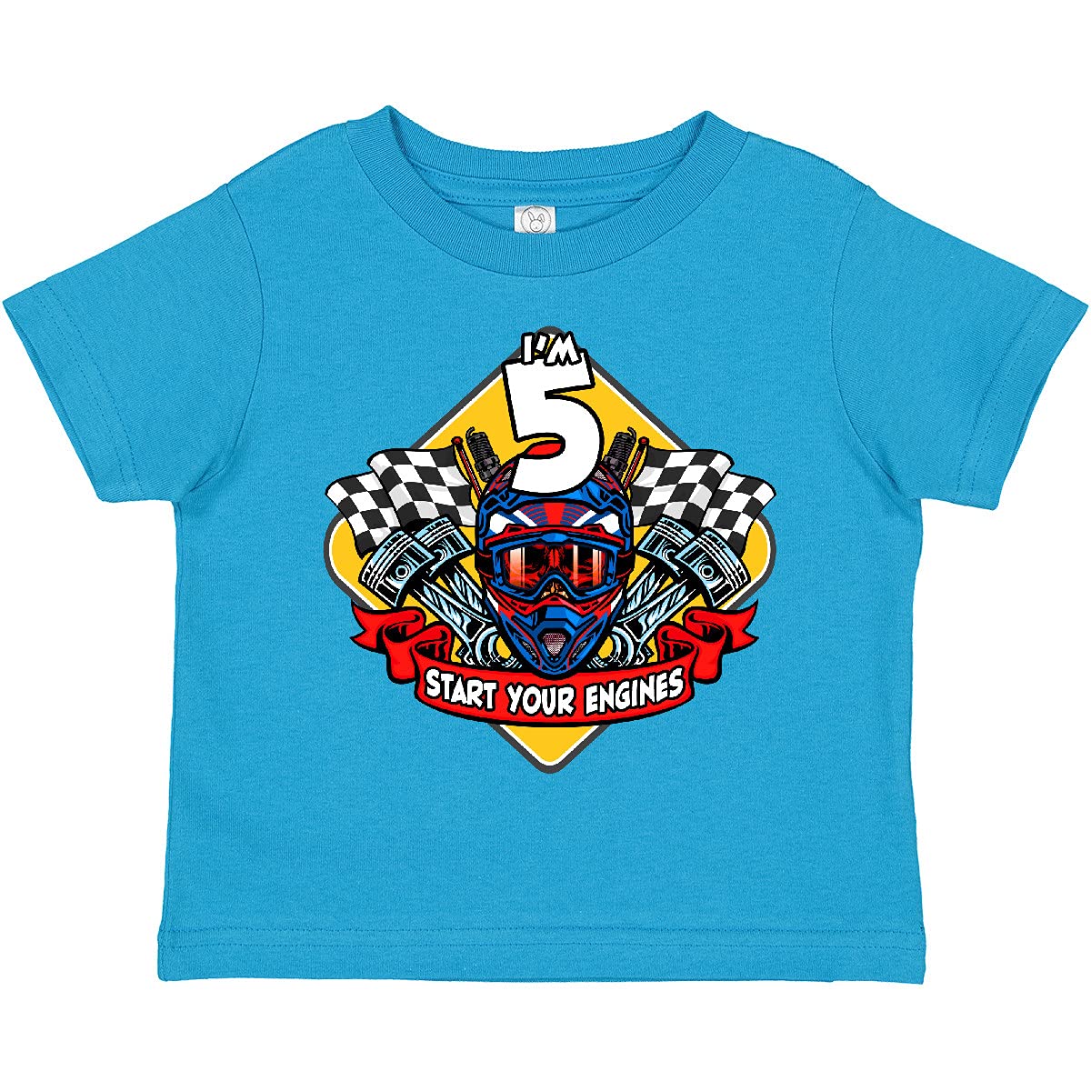 Inktastic Race Car 5th Birthday Toddler T-Shirt - Cute Kids' Racing Themed Tee for Boys & Girls - Perfect for Birthday Parties, Car Lovers & Toddler Gifts
