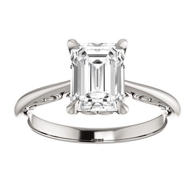 Exquisite 2 Carat Emerald Cut Solitaire Bridal Ring Set in 925 Sterling Silver - 4-Prong Diamond Engagement Ring for Women | Perfect Valentine's Day Gift & Customizable Wedding Jewelry | Ideal for Proposals, Anniversaries, and Special Occasions