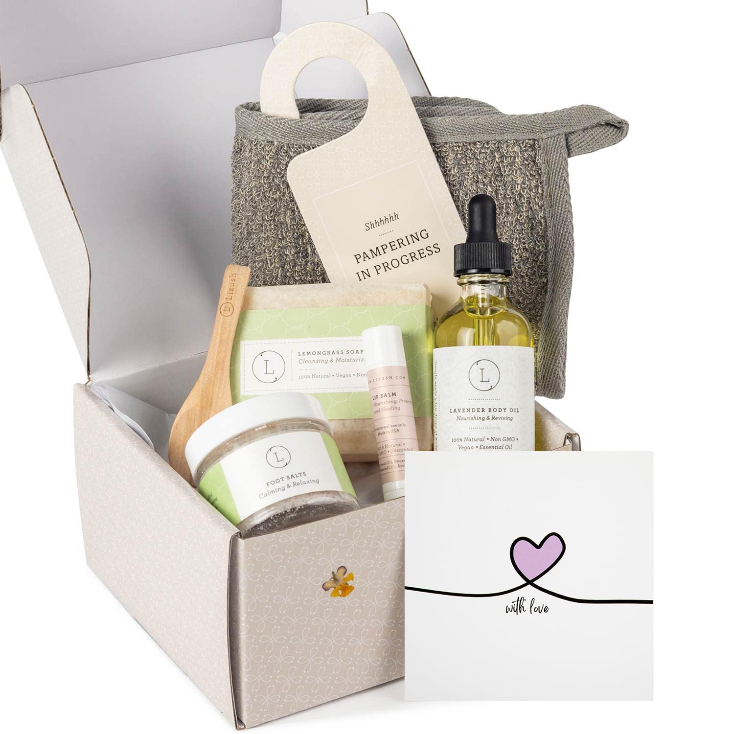 Lizush Lemongrass 6-Piece Spa Gift Set for Women - Luxury Handmade Body Care Kit with Soap, Lotion & More - Perfect for Relaxation, Self-Care & Gifts - Ideal for Birthdays, Mother's Day & Spa Nights at Home