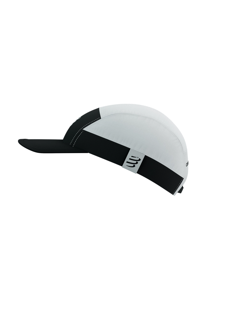 Compressport Unisex 5-Panel Lightweight Running Cap - White & Black for Men & Women - Perfect for Jogging, Hiking & Outdoor Sports