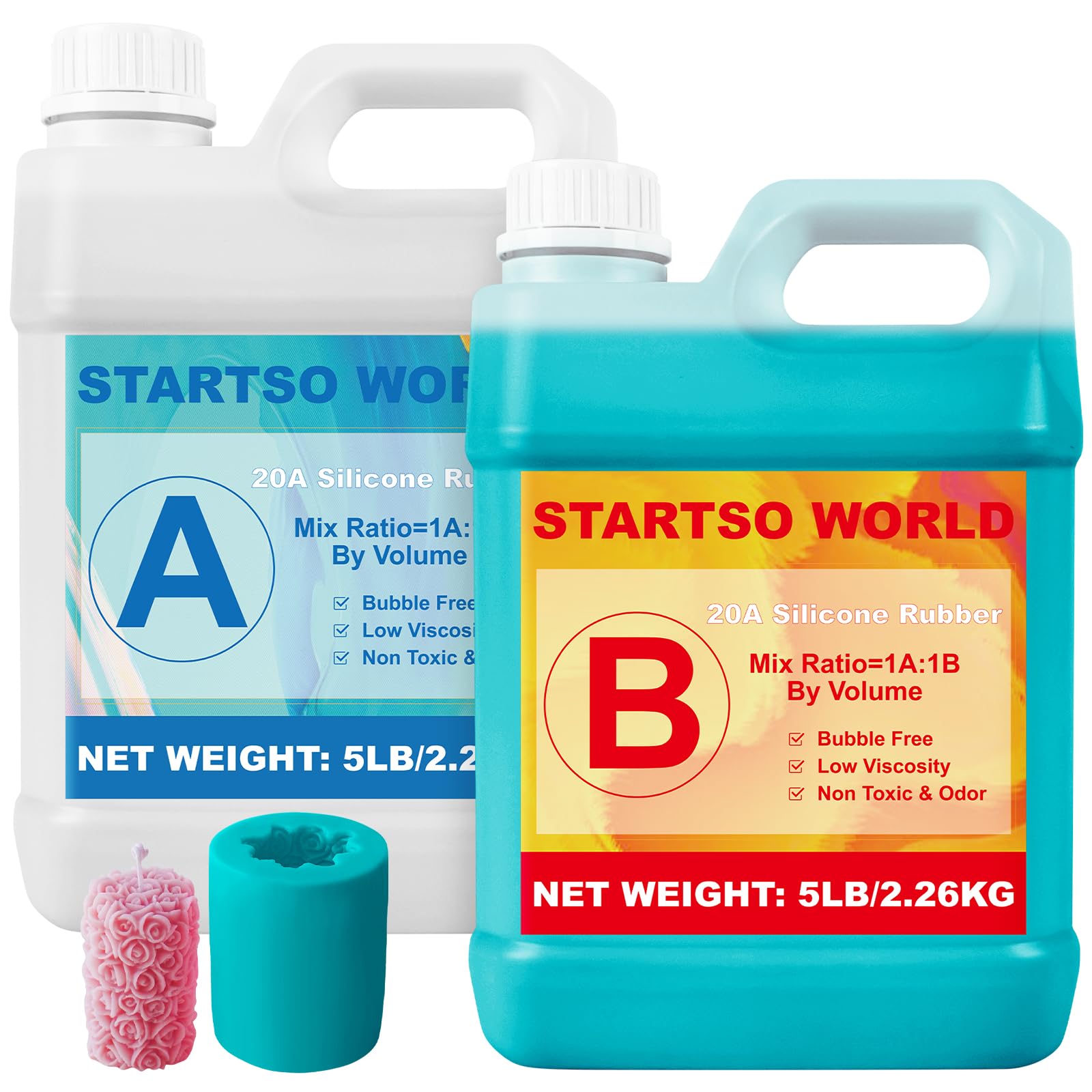 STARTSO WORLD 20A 10LB Jade Green Platinum Liquid Silicone Rubber Kit - Fast Curing Food Safe Silicone for Mold Making, Resin Casting, DIY Crafts, Soap Molds, Candle Making & Jewelry Making - Perfect for Artists, Makers & DIY Enthusiasts
