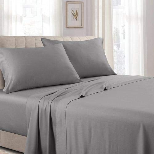 Luxury 600 Thread Count Solid Sateen Sheet Set - Queen Size Gray Bed Sheets for Soft & Comfortable Sleep - Perfect for Master Bedroom, Guest Room & Hotel Use