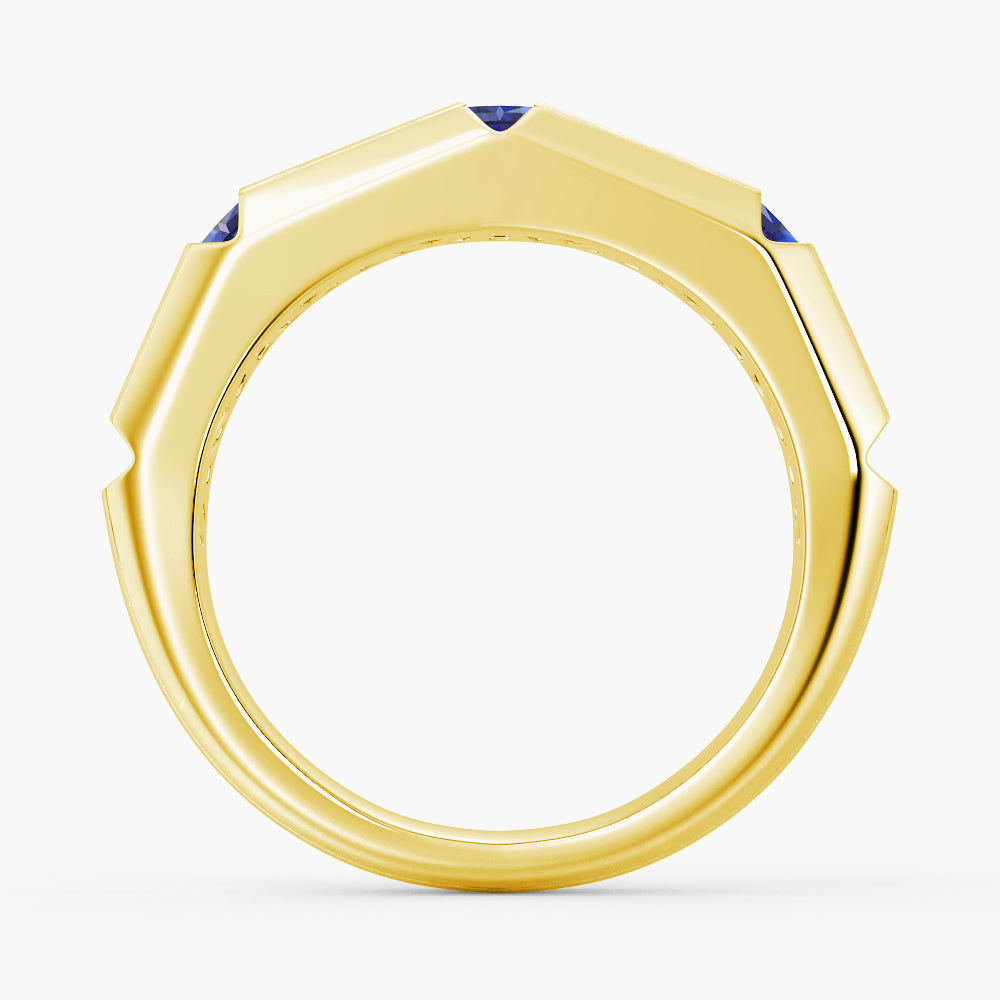 8mm Brush Finish Princess Cut Sapphire Men's Wedding Band - Durable & Elegant Blue Gemstone Ring for Grooms, Engagements & Anniversaries - Perfect for Formal Weddings, Vow Renewals & Special Occasions