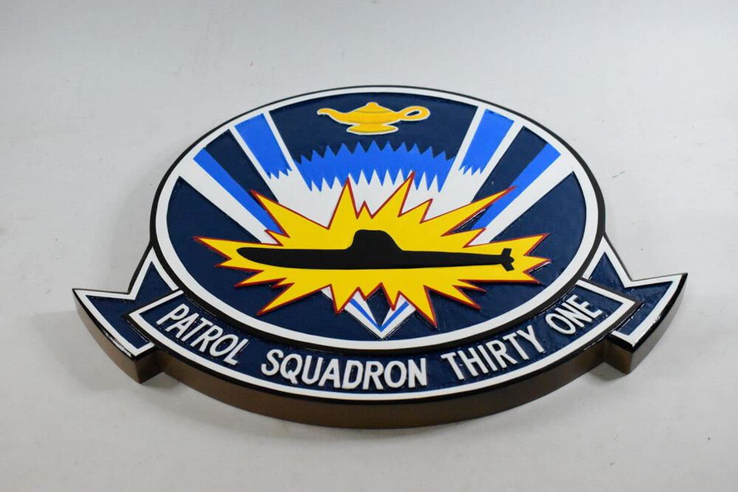 VP-31 Black Lightnings Navy Squadron Plaque - 14 Inch Mahogany Wood Military Display - Perfect for Navy Veterans, Home Office Decor & Military Memorabilia Collections