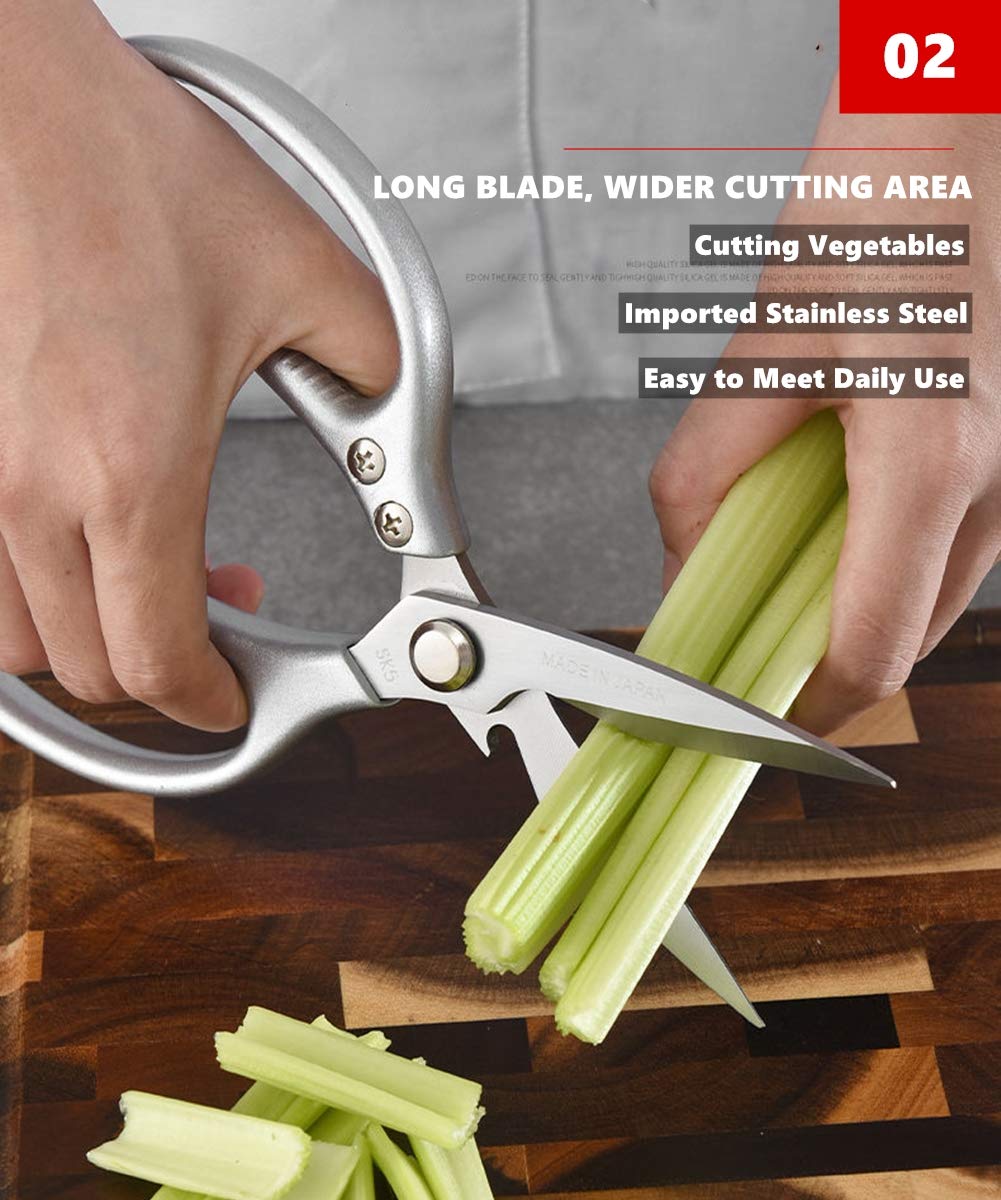 Premium Stainless Steel Kitchen Scissors - Ultra Sharp Multi-Purpose Food Shears for Meat, Fish, Chicken, Pizza, Salad & BBQ | Heavy Duty Cooking Shears for Professional Chefs & Home Use | Perfect for Meal Prep, Butchering & Food Trimming