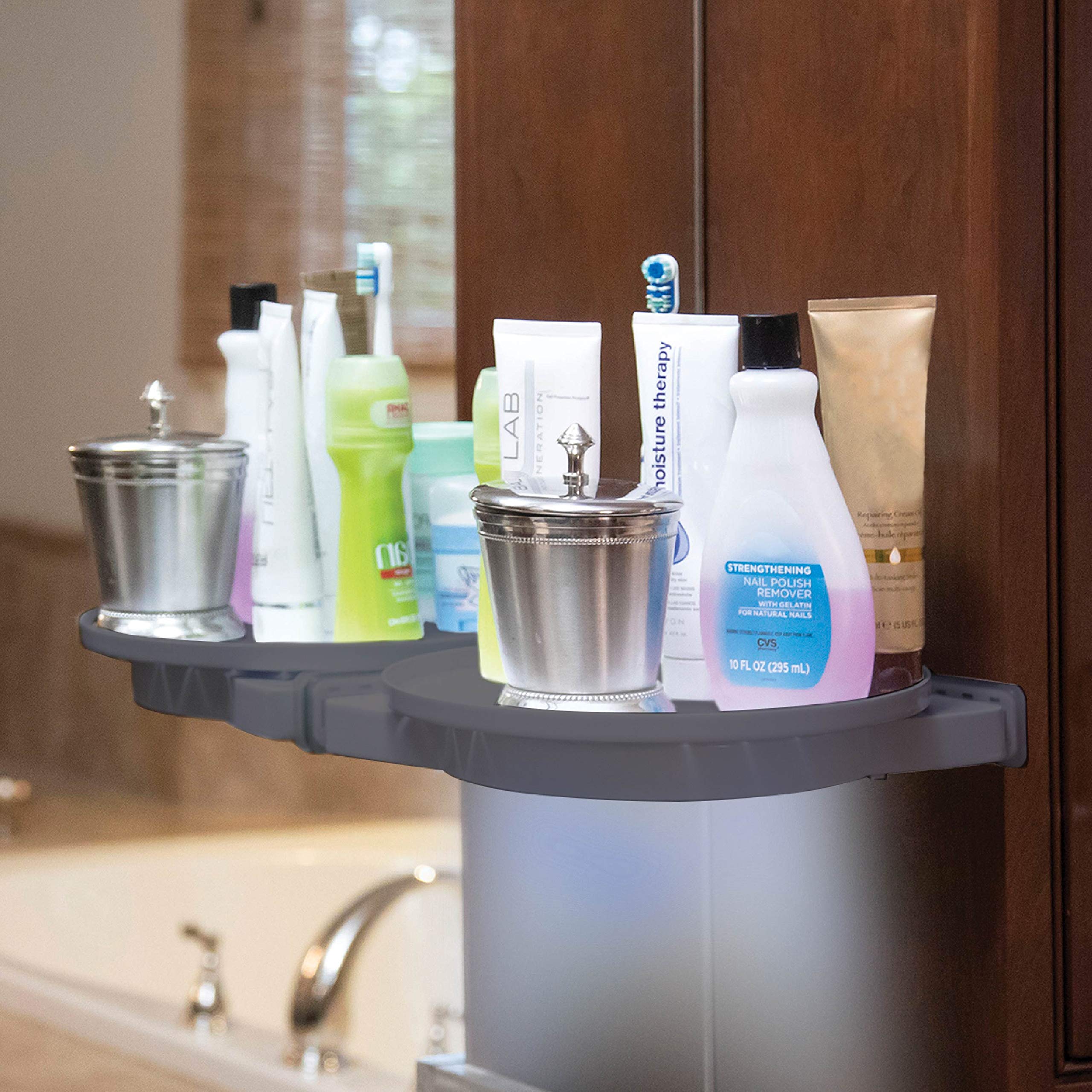 Rotating Wall Mounted Shelf - Waterproof LED Storage Organizer for Kitchen, Bathroom & Shower - No Assembly Corner Shelf (11