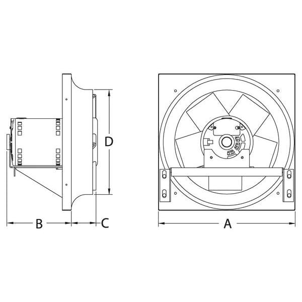 24 Inch Exhaust Fan - 115V/230V Dual Voltage for Kitchen, Bathroom & Commercial Ventilation