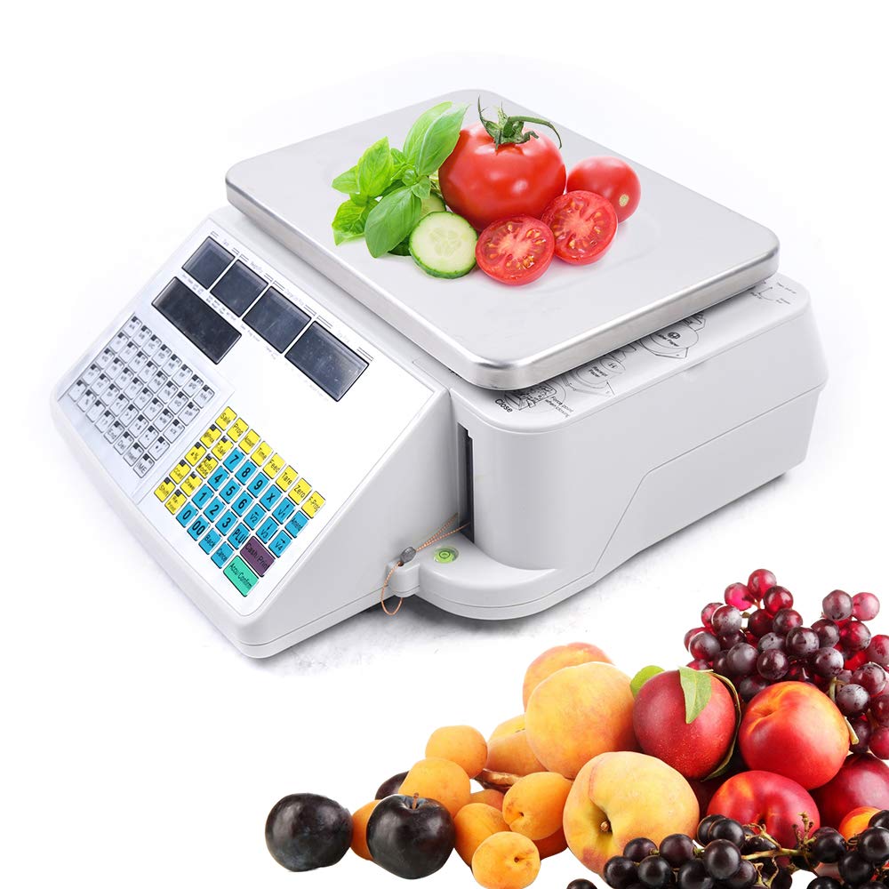 66LB 30KG Digital Price Computing Scale with Printer - Portable Commercial Food Scale for Meat, Kitchen, Deli, Supermarket & Retail Stores - Accurate Weighing Solution for Groceries, Butcher Shops & Farmers Markets (US Stock)