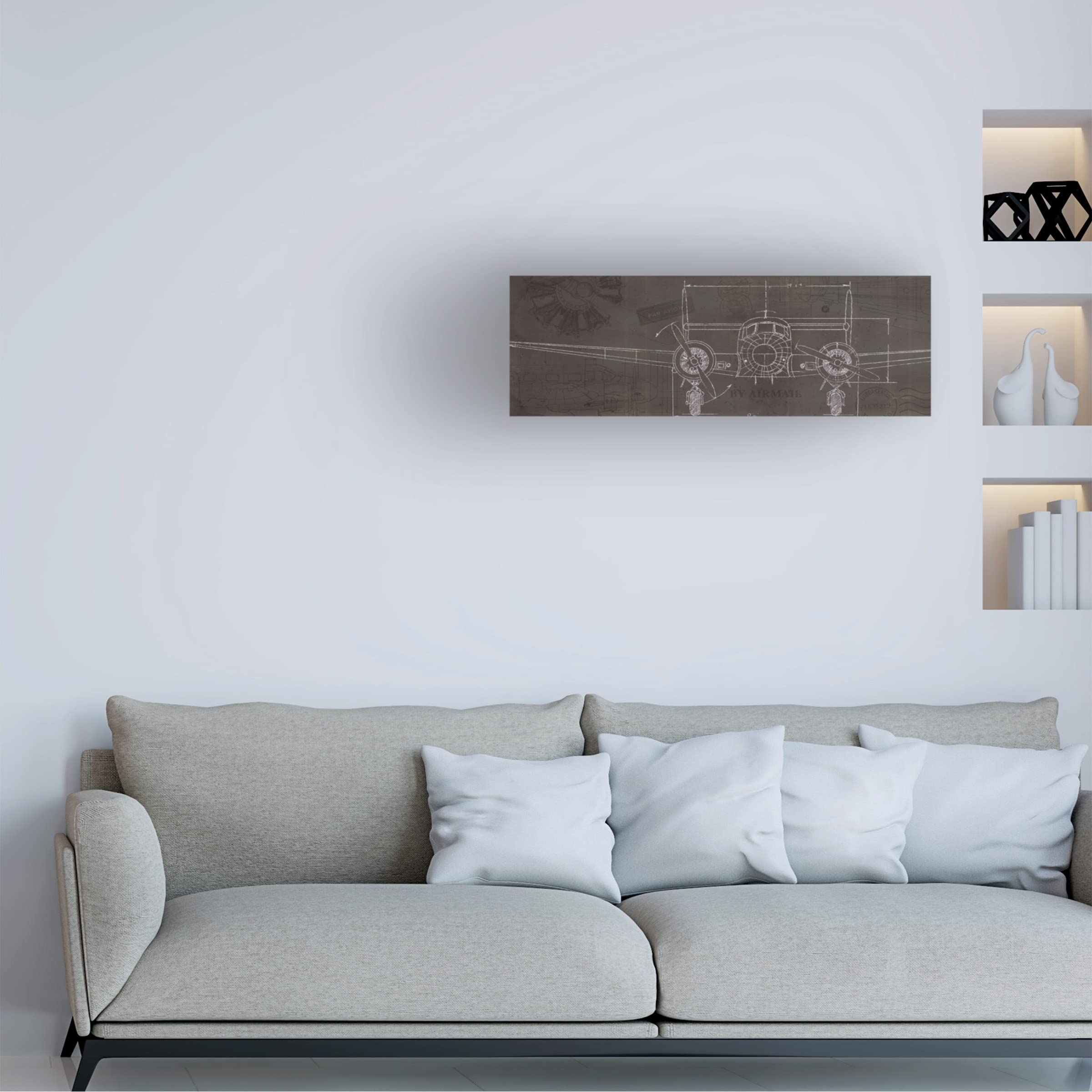 Marco Fabiano Plane Blueprint IV Canvas Art Print - Aviation Themed Wall Decor for Living Room, Office & Bedroom - Trademark Fine Art Collection