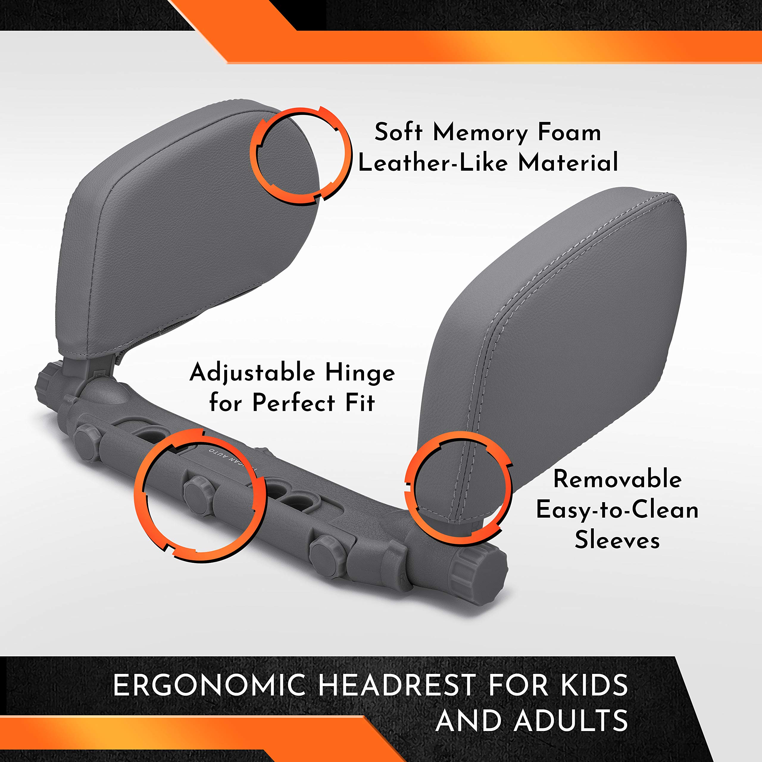 Universal Car Headrest Pillow - TOUCAN AUTO Headrest Wings for Neck Support & Comfort | Toddler Car Seat Support, Kids Car Sleeping Aid & Travel Accessories for Adults & Children | Perfect for Long Road Trips, Commuting & Airplane Travel