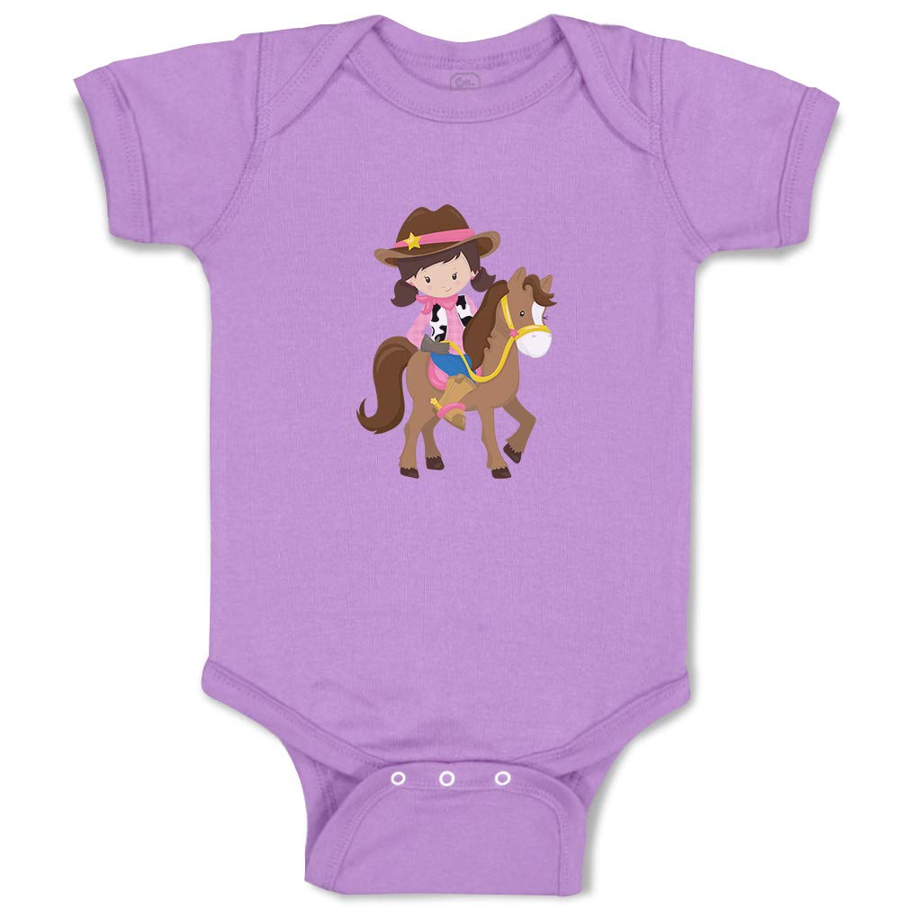 Custom Cowgirl Baby Bodysuit - Brown Horse Cotton Outfit for Boys & Girls - Perfect for Western Theme Parties