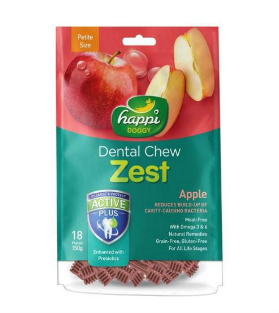 Happi Skippi (Happi Doggy) ZEST Petite Dental Dog Chews - Apple Flavor for Small Dogs | Teeth Cleaning & Fresh Breath Treats | Perfect for Training Rewards and Oral Care