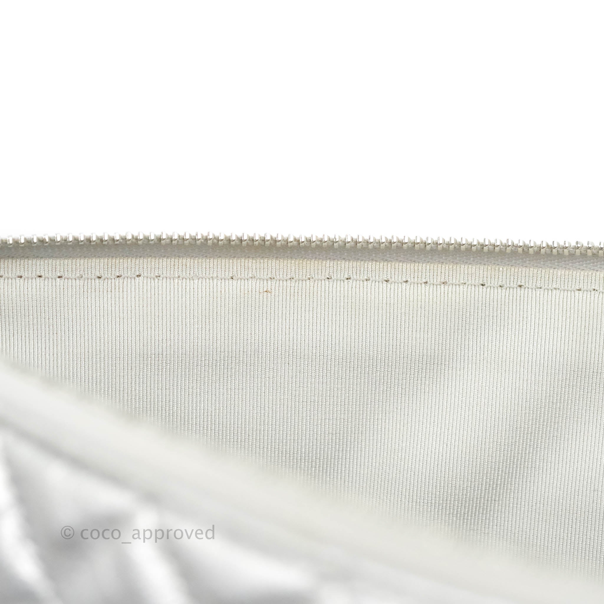 Chanel Caviar Quilted Large Cosmetic Case in Metallic Silver with Charms - Luxury Makeup Bag for Travel & Everyday Use