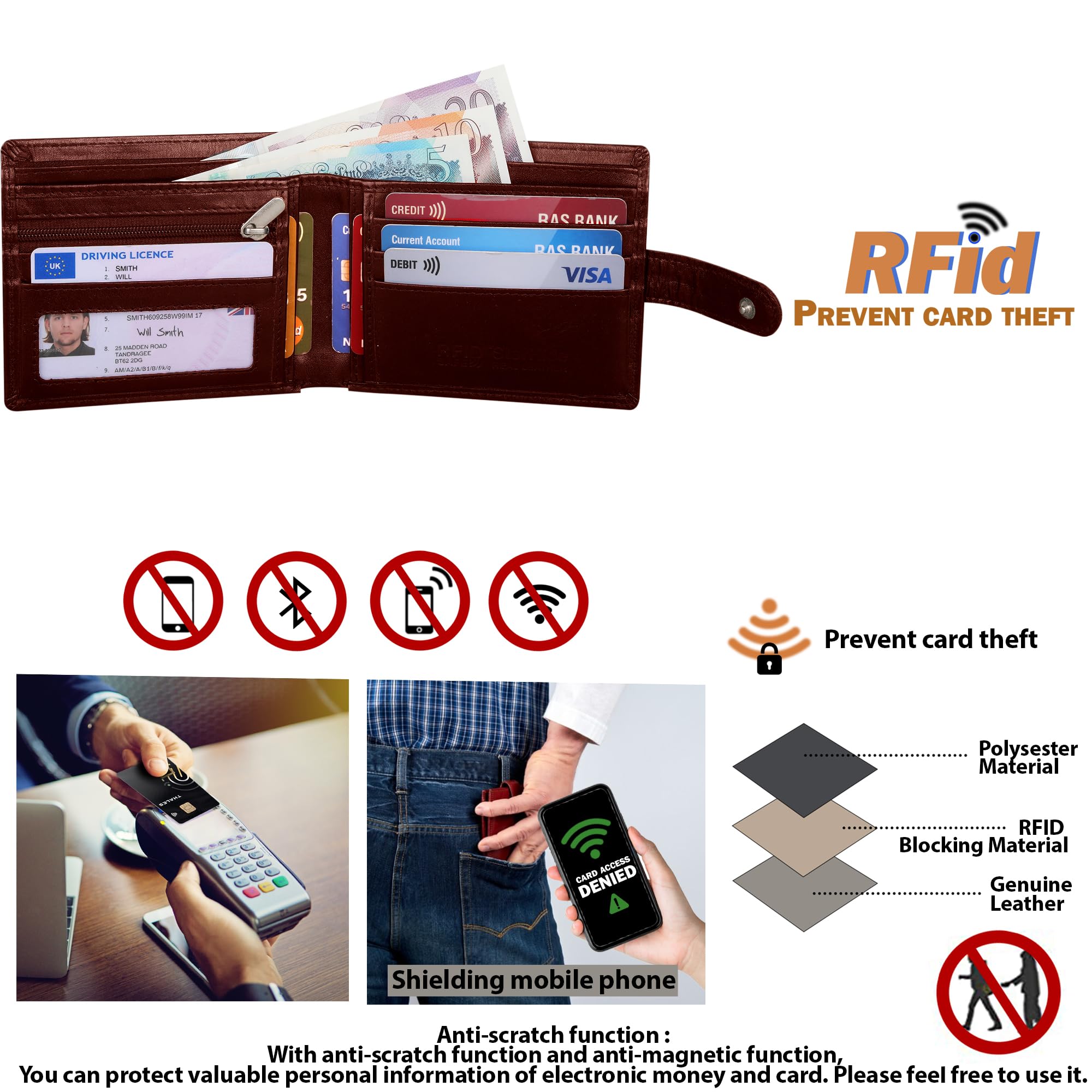 Premium STARHIDE Men's RFID Blocking Slim Leather Bifold Wallet with Zip Coin Pocket - Contactless Protection, Genuine Leather, Gift Boxed (Brown VT) - Perfect for Everyday Carry, Travel & Business Use