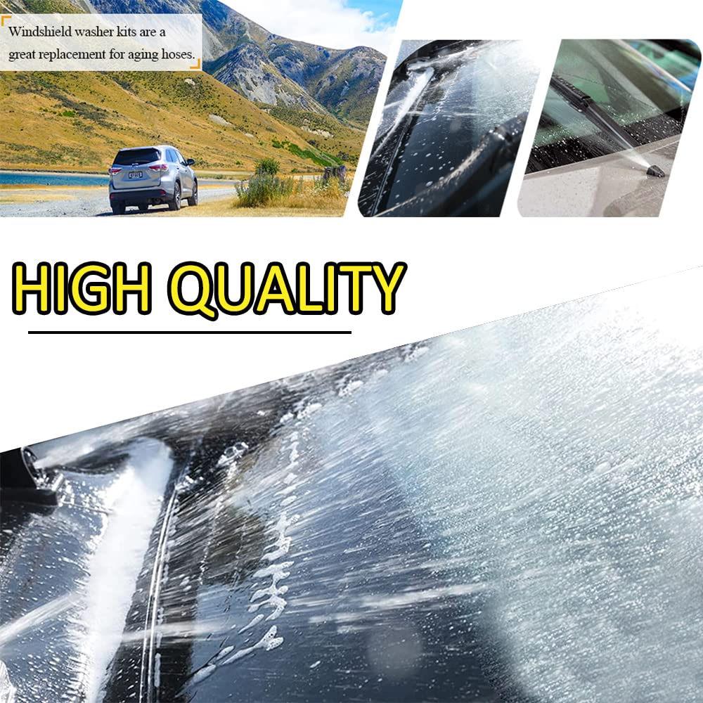 Universal Windshield Washer Hose Kit - 3 Meter/10ft Washer Fluid Tube with 6 Connectors & Nozzles for Most Cars | Easy DIY Installation for Windshield Cleaning & Maintenance