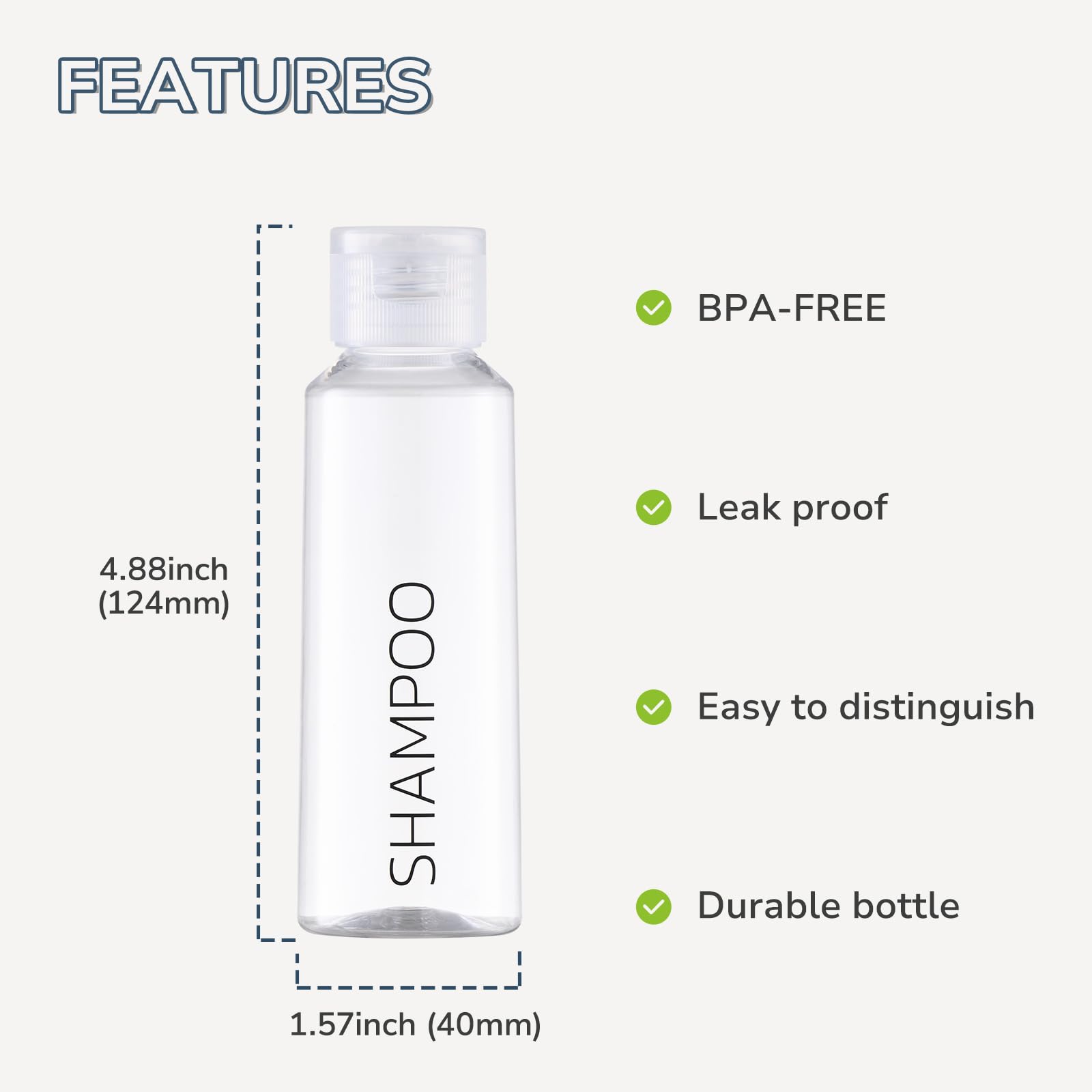 LISAPACK 3.4 oz (100ml) TSA Approved Travel Bottles for Toiletries - 6 Pack Leak Proof Plastic Containers for Shampoo, Conditioner & Lotion - Perfect for Air Travel, Gym & Vacation Essentials (Clear)