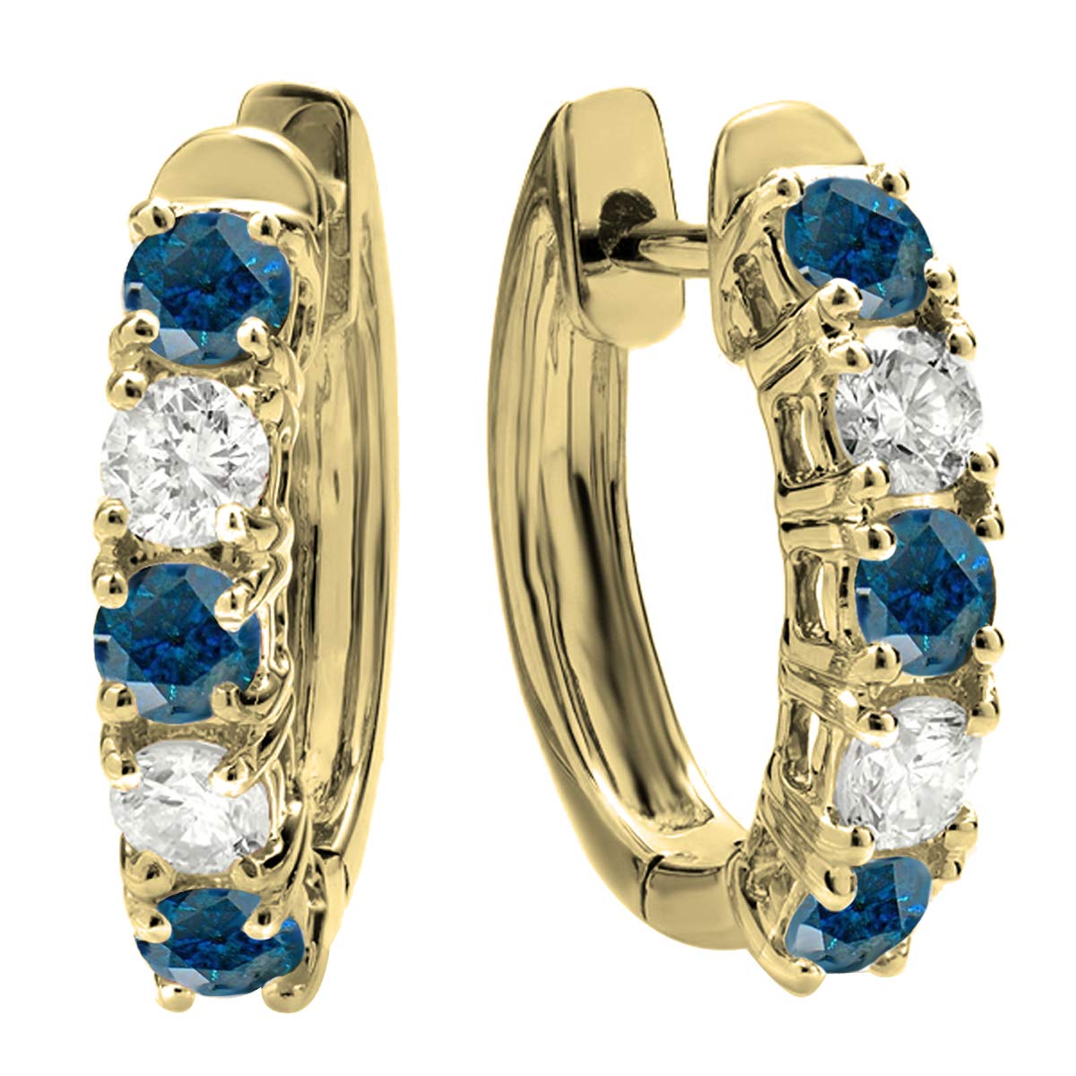 Dazzlingrock Collection 14K Solid Yellow Gold Round Gemstone & White Diamond Women's Huggies Hoop Earrings - Perfect for Everyday Wear, Date Nights & Special Occasions