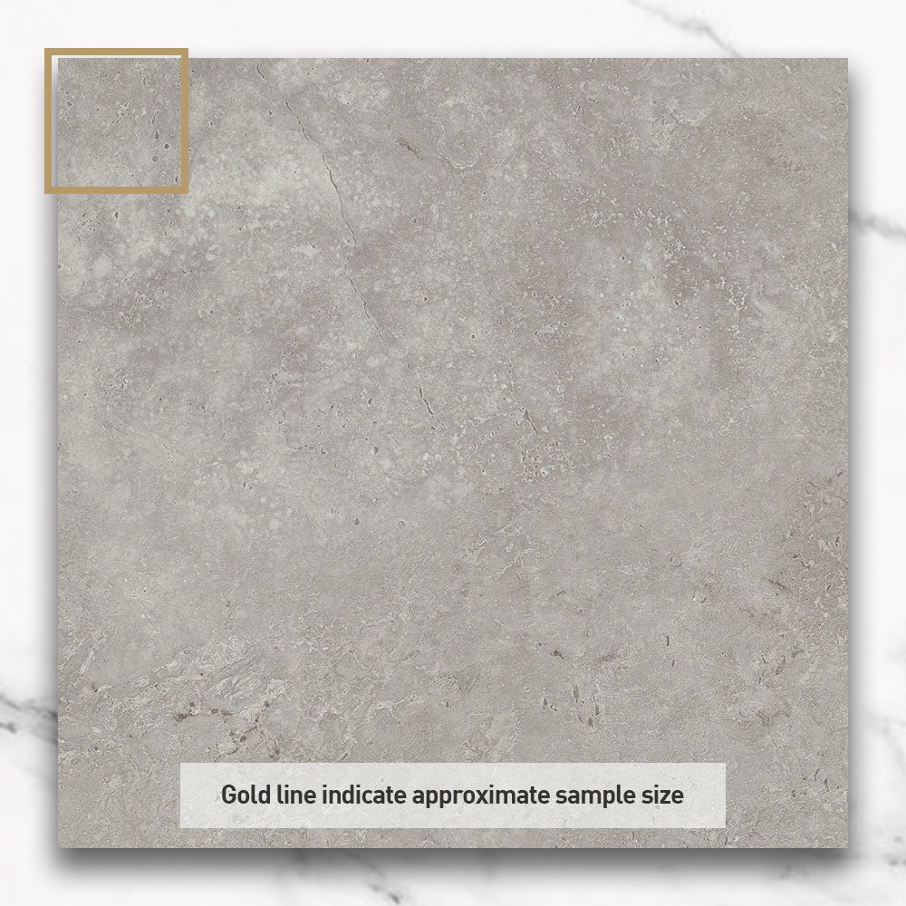 Premium Kronos Mid Grey 600x600mm Porcelain Tiles - Matte Travertine Look Floor & Wall Tiles for Bathroom, Kitchen & Living Room Decoration