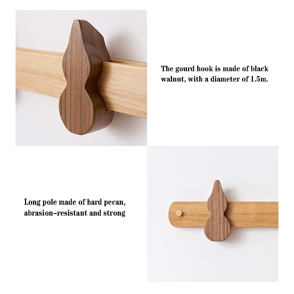 Wall Mounted Wooden Coat Rack with 2 Metal Hooks & 7 Removable Hooks - Space Saving Entryway Organizer for Hallway, Porch, Bedroom, Balcony - Perfect for Hanging Coats, Bags, Hats & Accessories