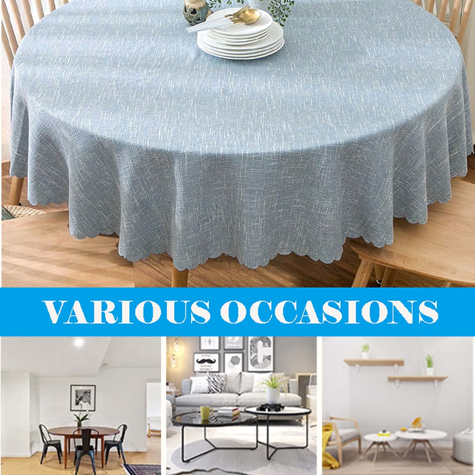 Premium 118-Inch Round Tablecloth - Heavyweight Cotton Linen Blend, Wrinkle & Dust Resistant - Thick Durable Table Cover for Indoor/Outdoor Use - Perfect for Dining Rooms, Patios, Weddings & Events