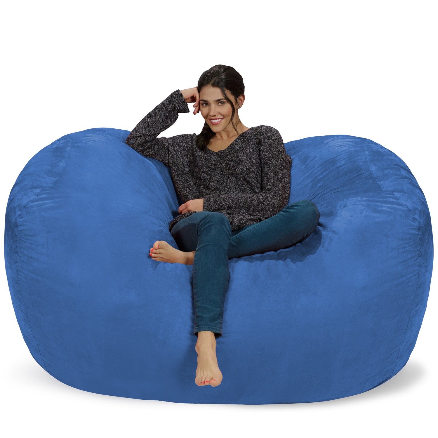 Chill Sack 6ft Memory Foam Bean Bag Chair - Oversized Lounger with Soft Microfiber Cover (Royal Blue) for Living Room, Bedroom, Game Room & Dorm - Comfortable Seating for Relaxing, Gaming & Movie Nights