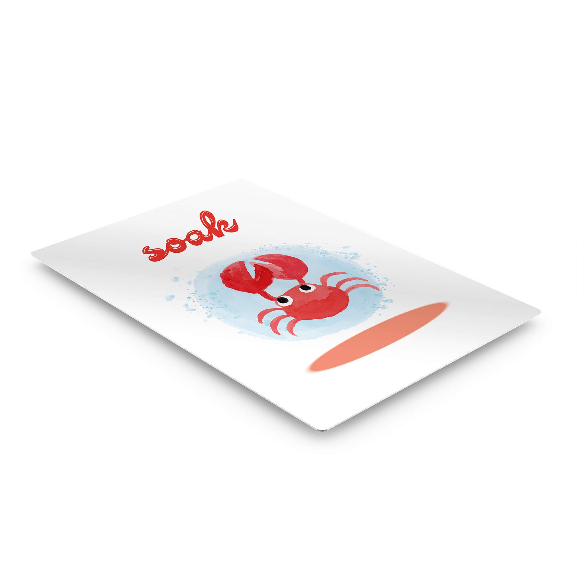 Smile Art Design Soak Typography Metal Print - Crab Themed Kids Bathroom Decor, Nursery Wall Art, Ready to Hang Home Decoration (40x30 Inches, Made in USA) - Perfect for Beach Themed Bathrooms, Coastal Nursery Decor & Children's Playroom Wall Art