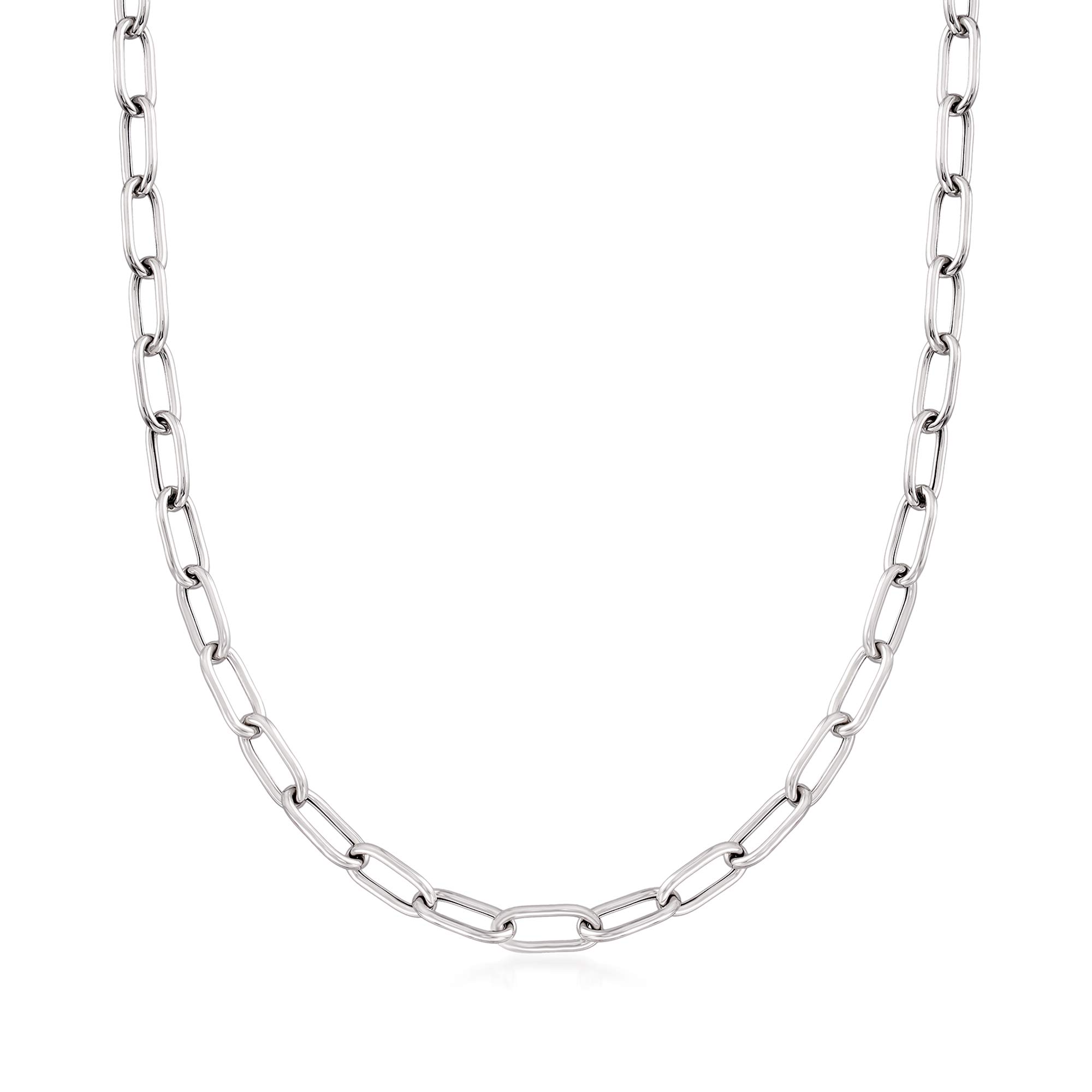 Ross-Simons Italian Sterling Silver Paper Clip Link Necklace - Elegant Layering Jewelry for Women, Perfect for Office, Party & Everyday Wear