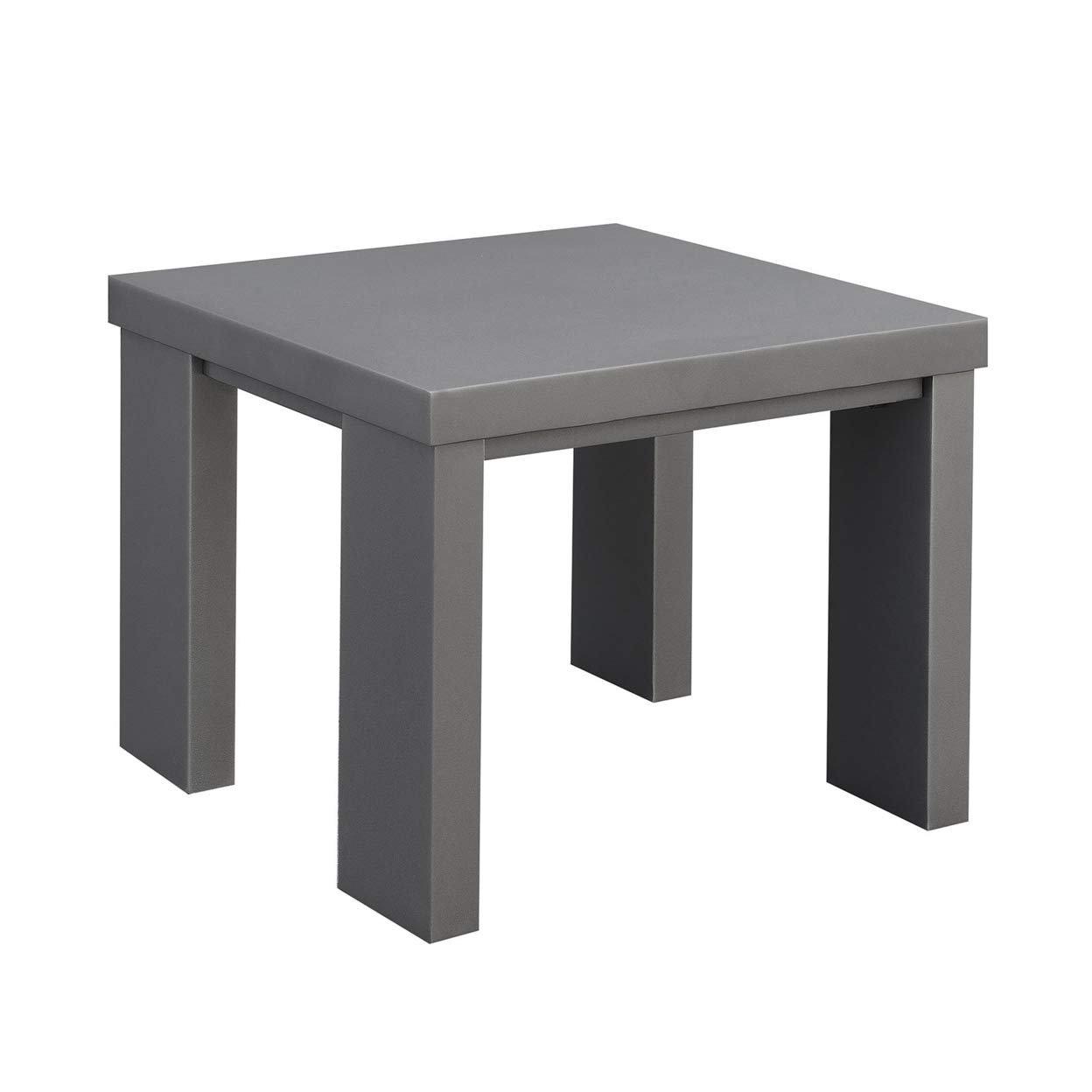 Furniture of America Gray Aluminum Framed End Table with Plank Style Top - Perfect for Living Room, Bedroom & Patio Decor