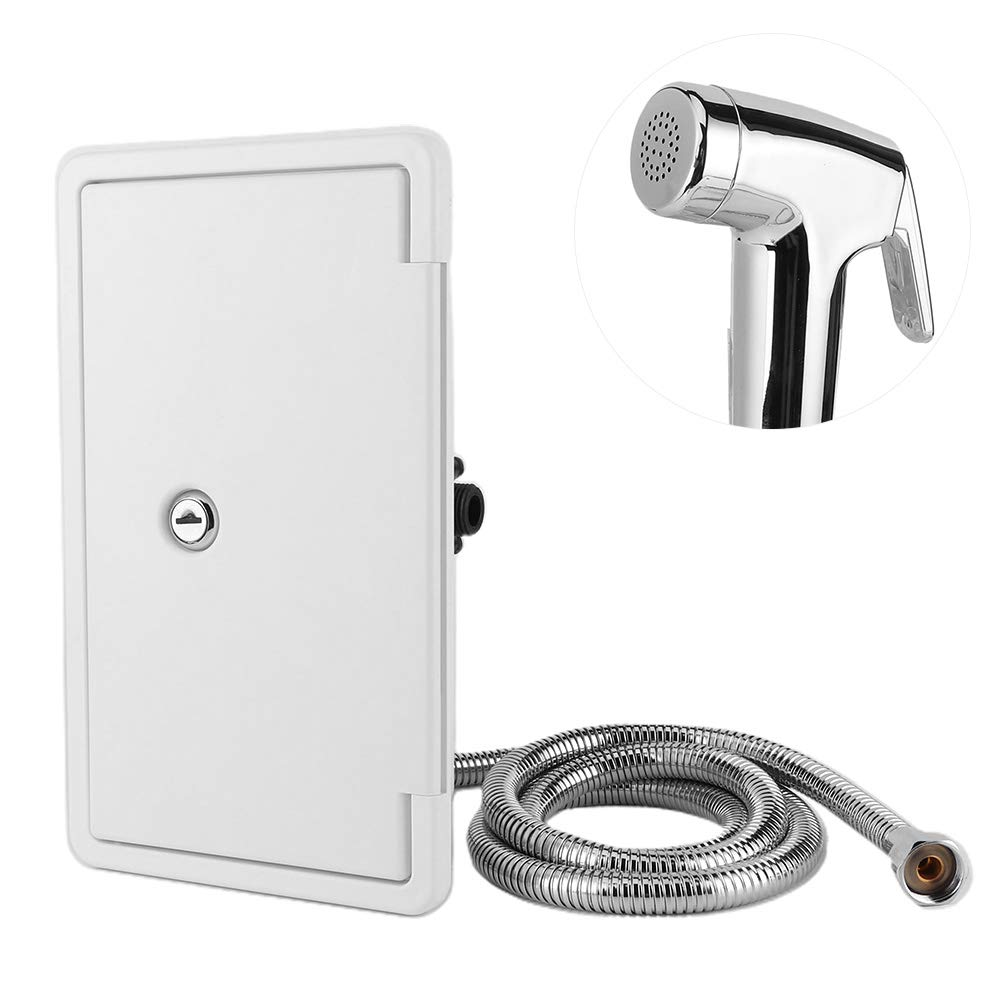RV Shower Box with Hot/Cold Water Switch - Exterior Marine Shower Kit with 2 Keys for Boats, Motorhomes & Camping - Perfect for Outdoor Adventures and RV Living