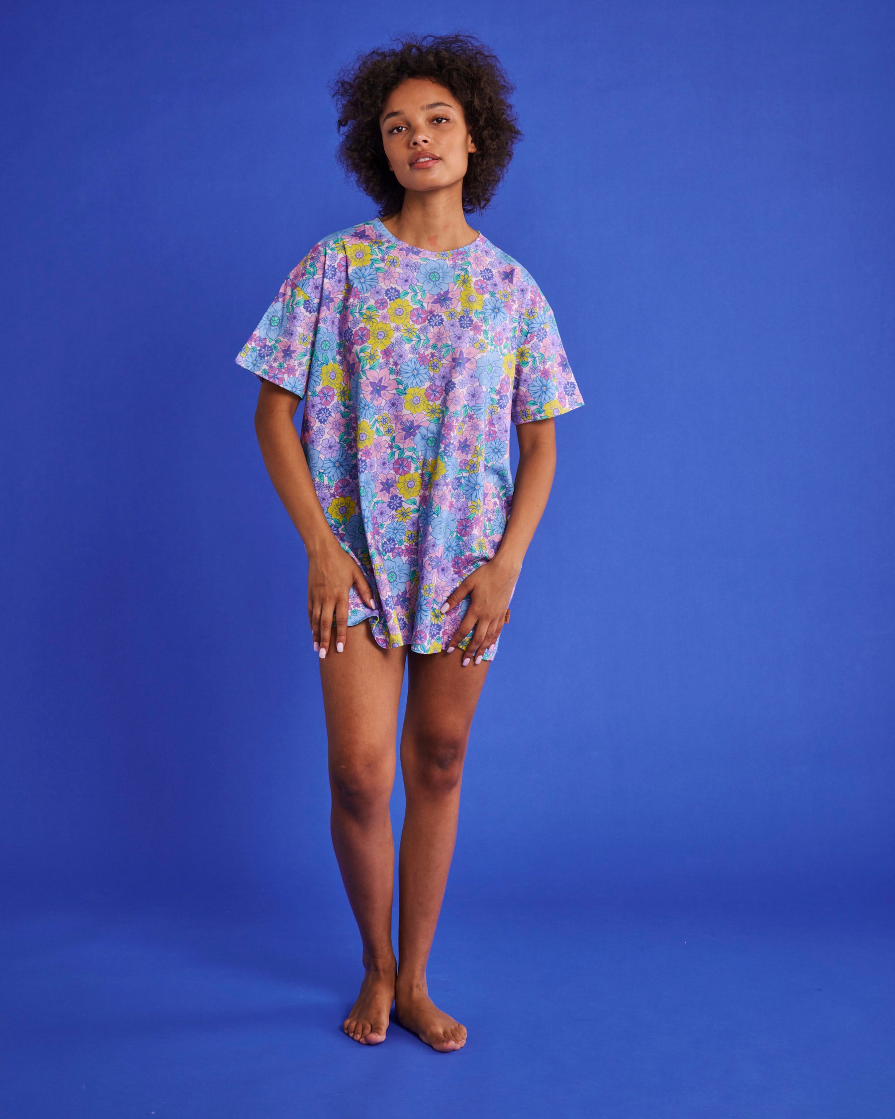 Bunch Of Fun Organic Cotton Oversize T-Shirt Nightie - Soft & Comfortable Sleepwear for Women - Perfect for Lounge, Sleep & Relaxation at Home