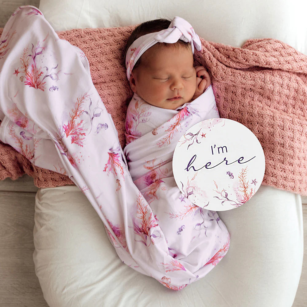 Snuggle Hunny Reversible Milestone Baby Photo Cards - Coral & Lilac for Newborn Photography, First Birthday, and Monthly Growth Tracking