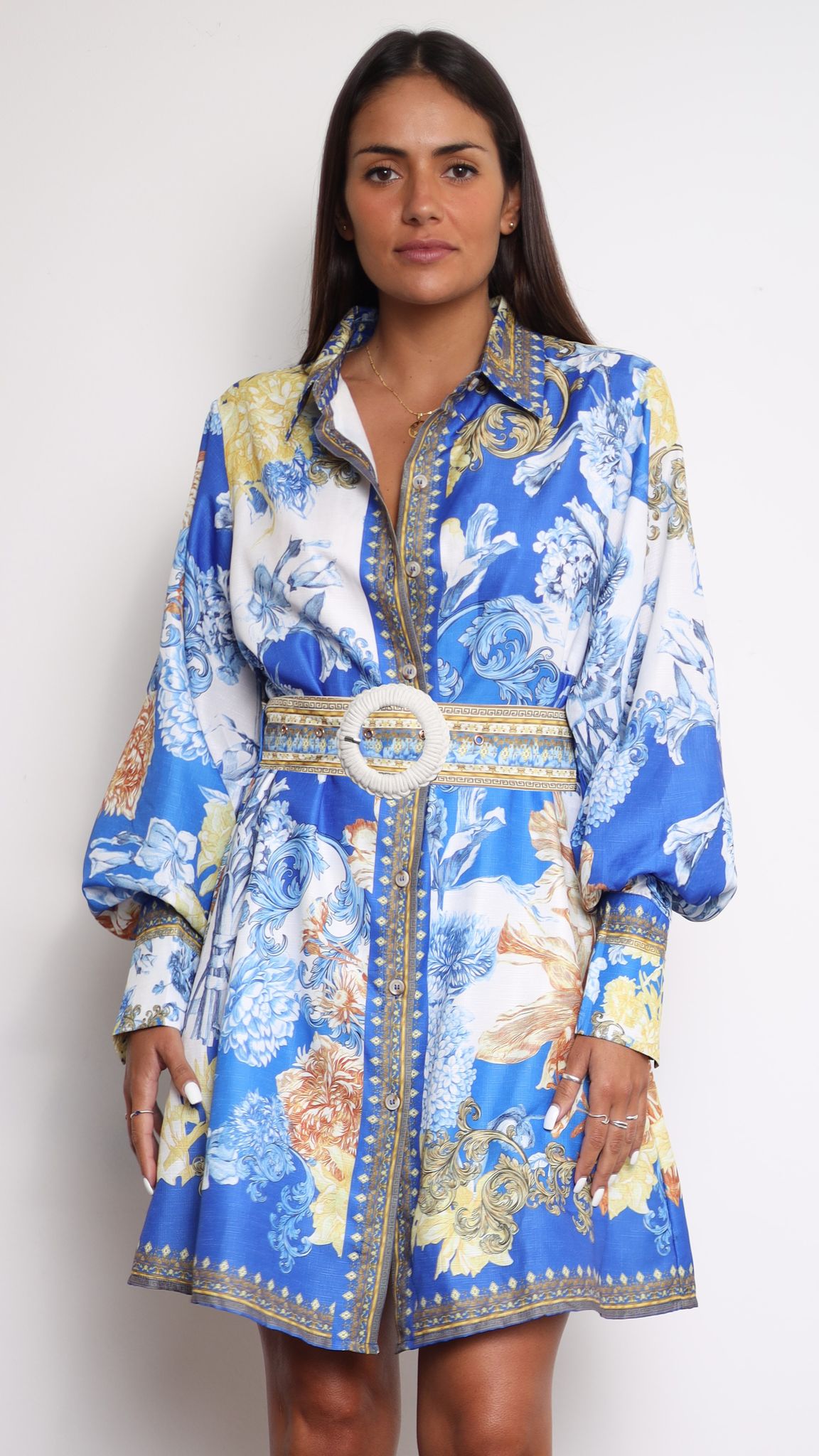 Annika Long Sleeve Mini Dress - Blue Doll Style Women's Fashion Dress for Party, Date Night & Special Occasions