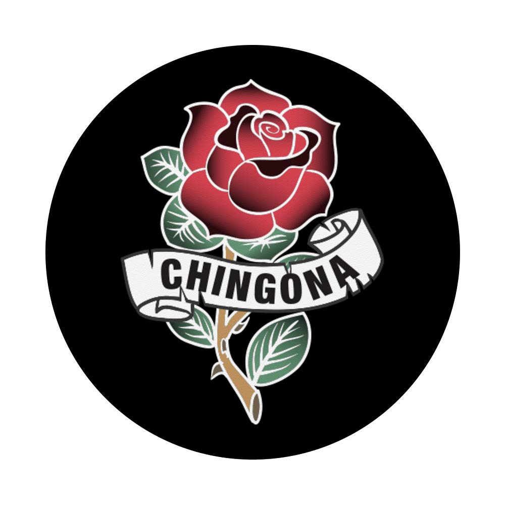 Chingona Red Rose Tattoo Style PopSockets PopGrip - Swappable Phone Grip for iPhone, Samsung & Tablets | Perfect for Secure Holding, Selfies & Video Calls