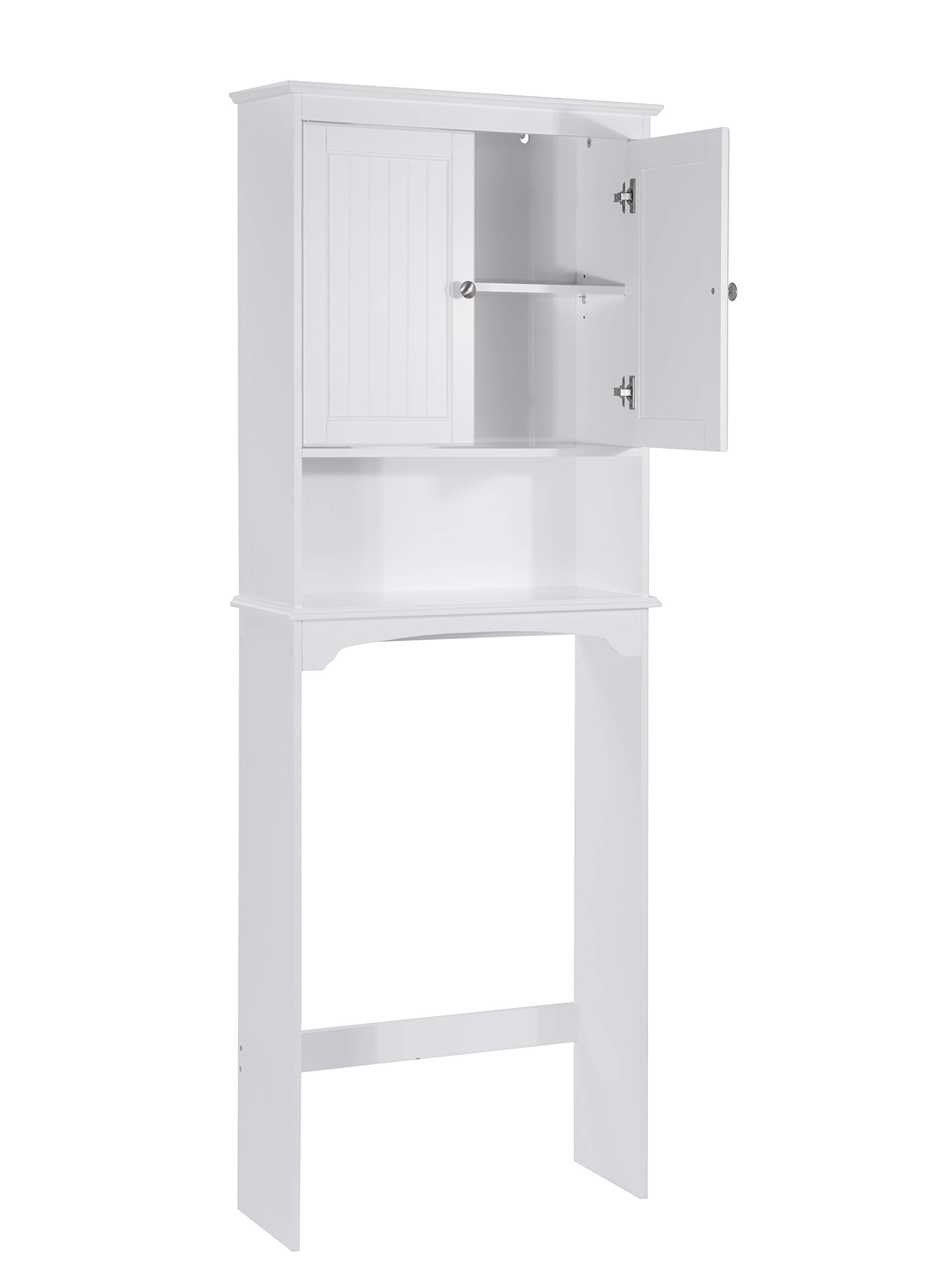 White Over The Toilet Storage Cabinet - Bathroom Shelf Organizer with 3-Tier Space Saving Design for Towels, Toiletries & Decor - Perfect for Small Bathrooms, Apartments & Powder Rooms