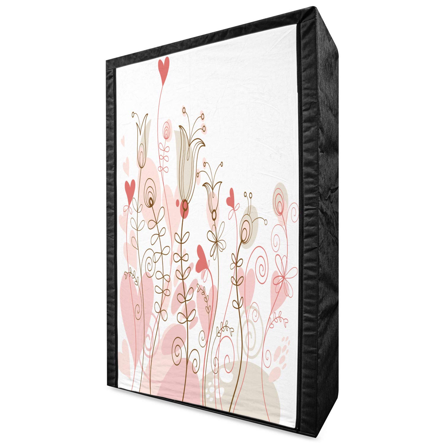 Ambesonne Love Portable Fabric Wardrobe - Floral Wedding Theme with Heart Patterns, 42.5