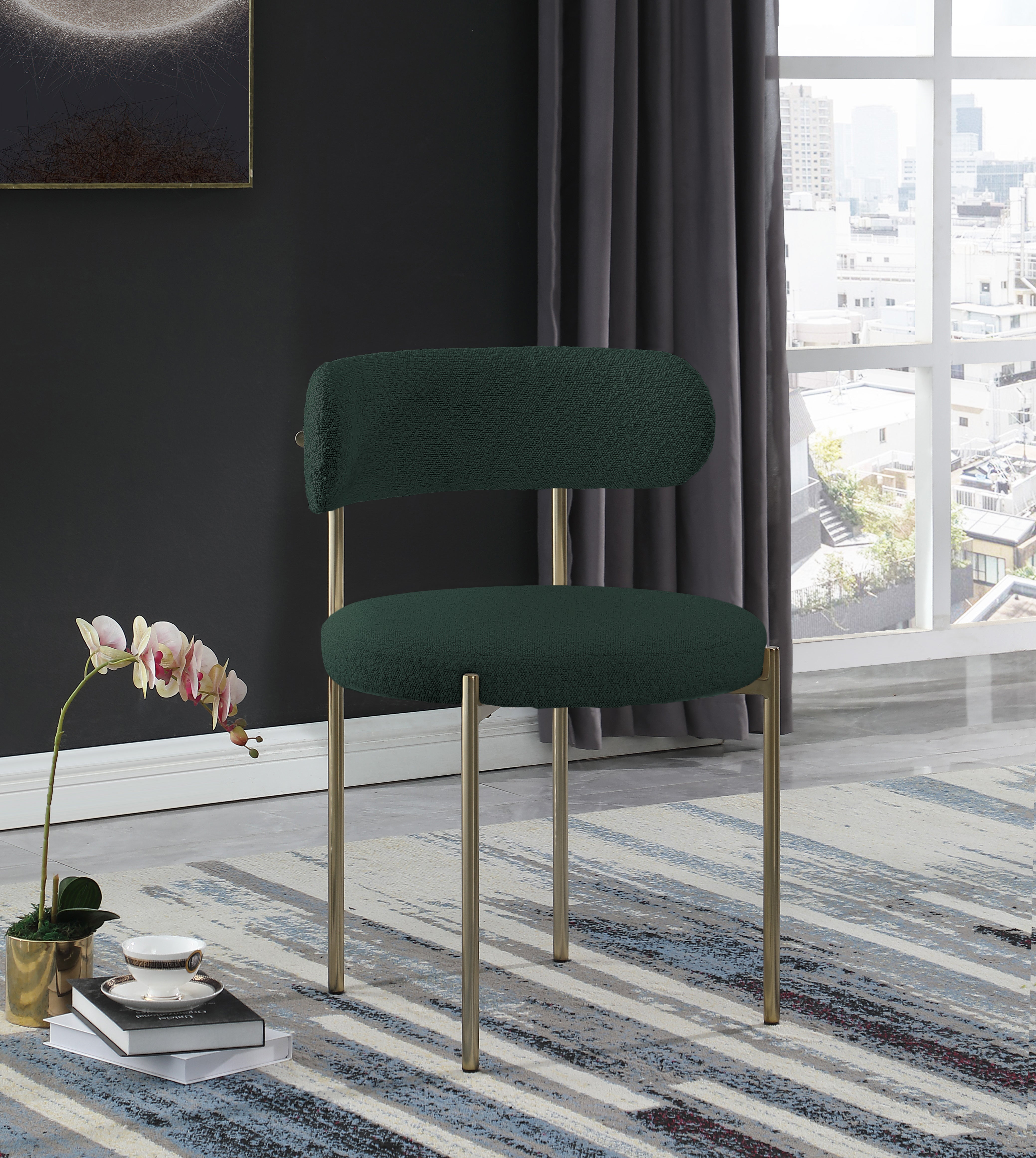 Luxury Boucle Fabric Dining Chair - Modern Upholstered Accent Chair for Kitchen, Dining Room & Office - Soft & Comfortable Mid Century Design - Perfect for Home Decor & Entertaining