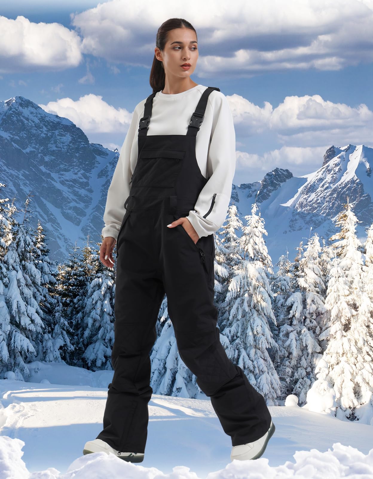 Women's Waterproof Snowboard Bib Overalls - Windproof Insulated Snow Pants for Skiing & Winter Sports | Warm Snowboarding Gear for Outdoor Adventures