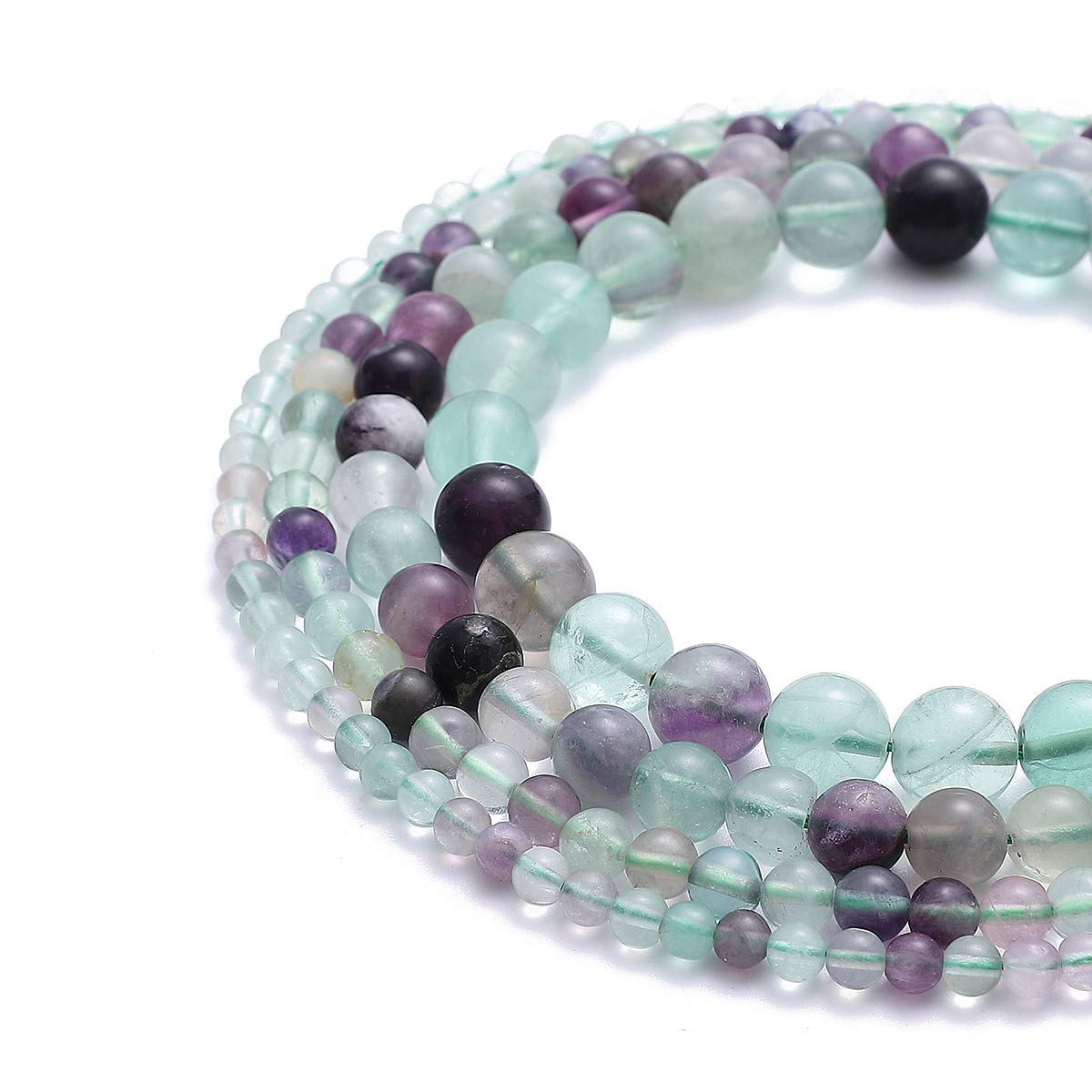 Natural Fluorite Stone Round Loose Semi-Precious Gemstone Beads for Jewelry Making - 4mm 89pcs - DIY Bracelets, Necklaces & Healing Crystal Crafts